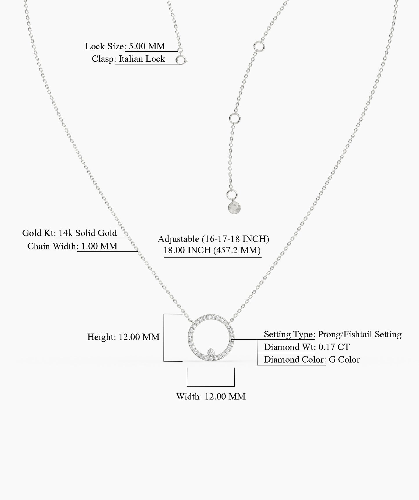 14K Gold Diamond Circle Necklace