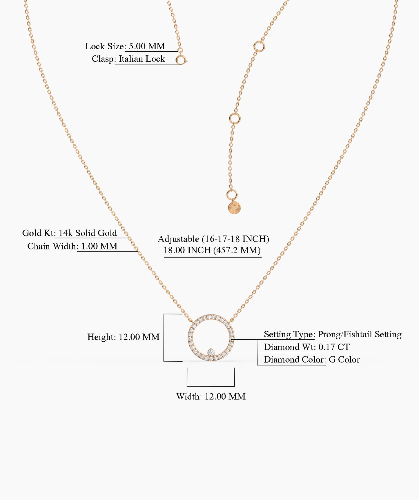 14K Gold Diamond Circle Necklace