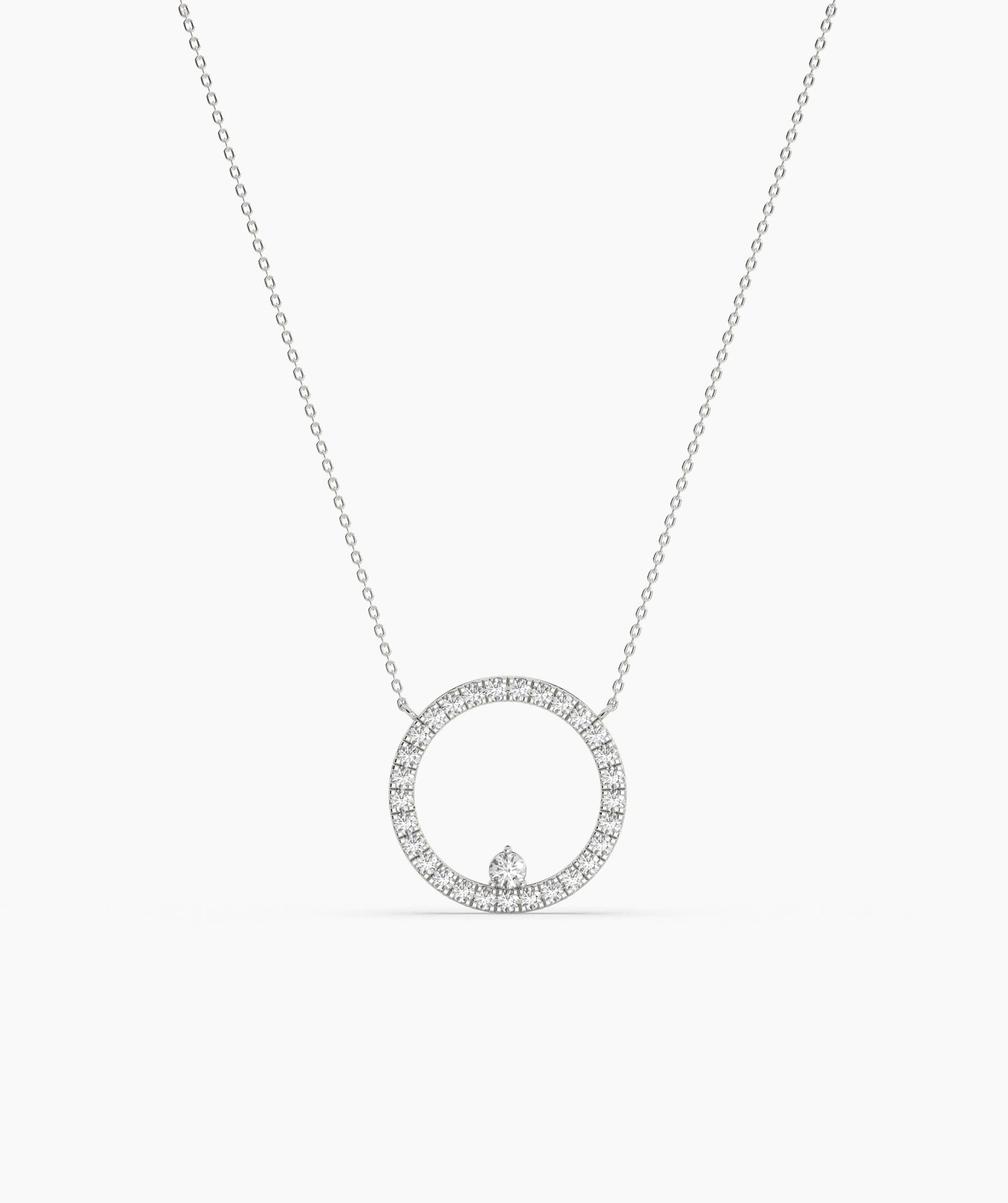 14K Gold Diamond Circle Necklace
