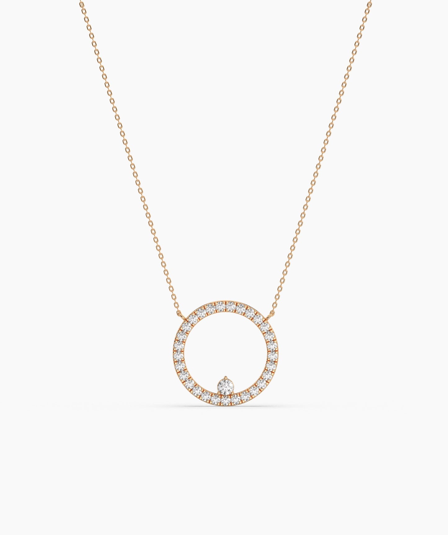 14K Gold Diamond Circle Necklace