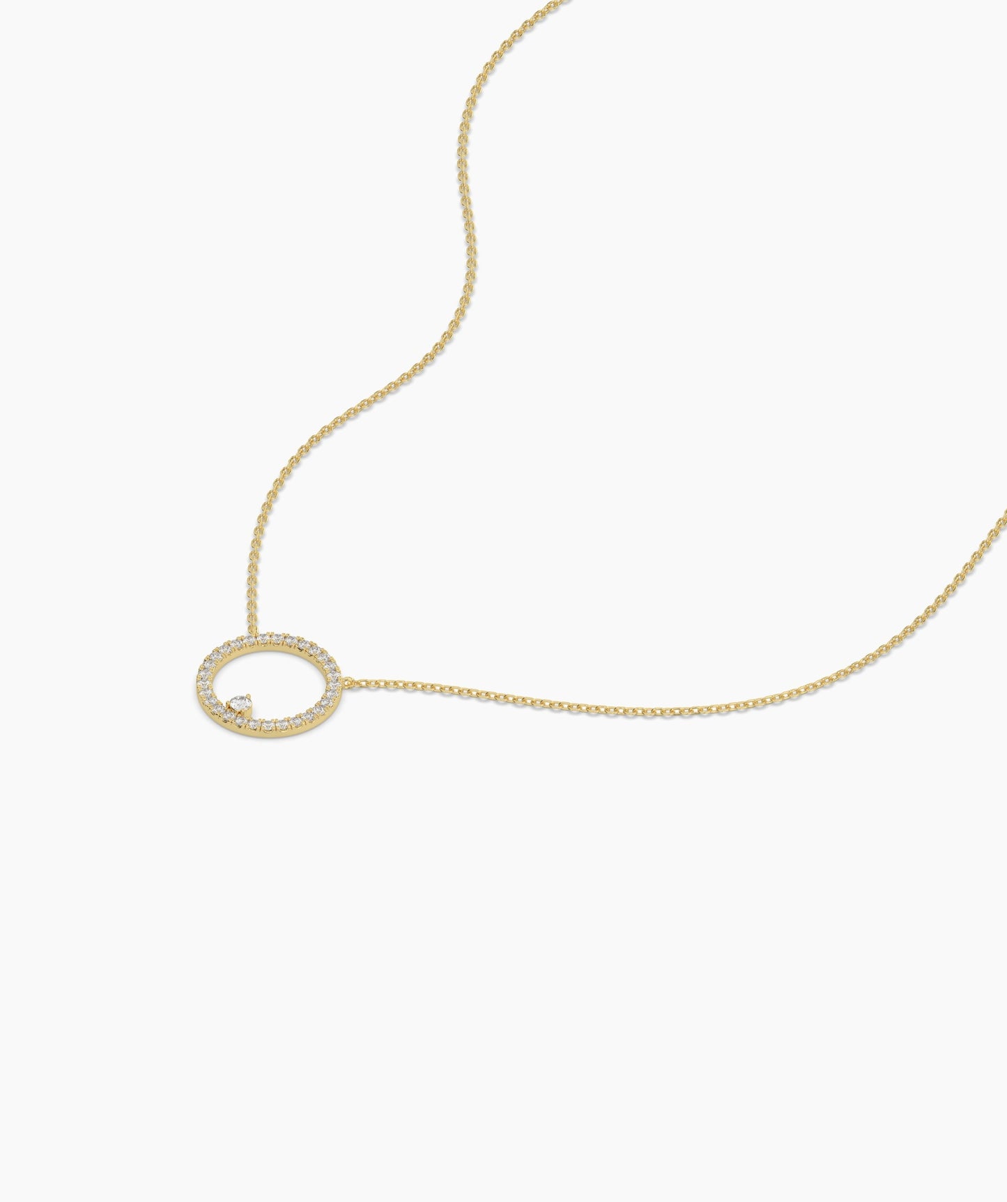 14K Gold Diamond Circle Necklace