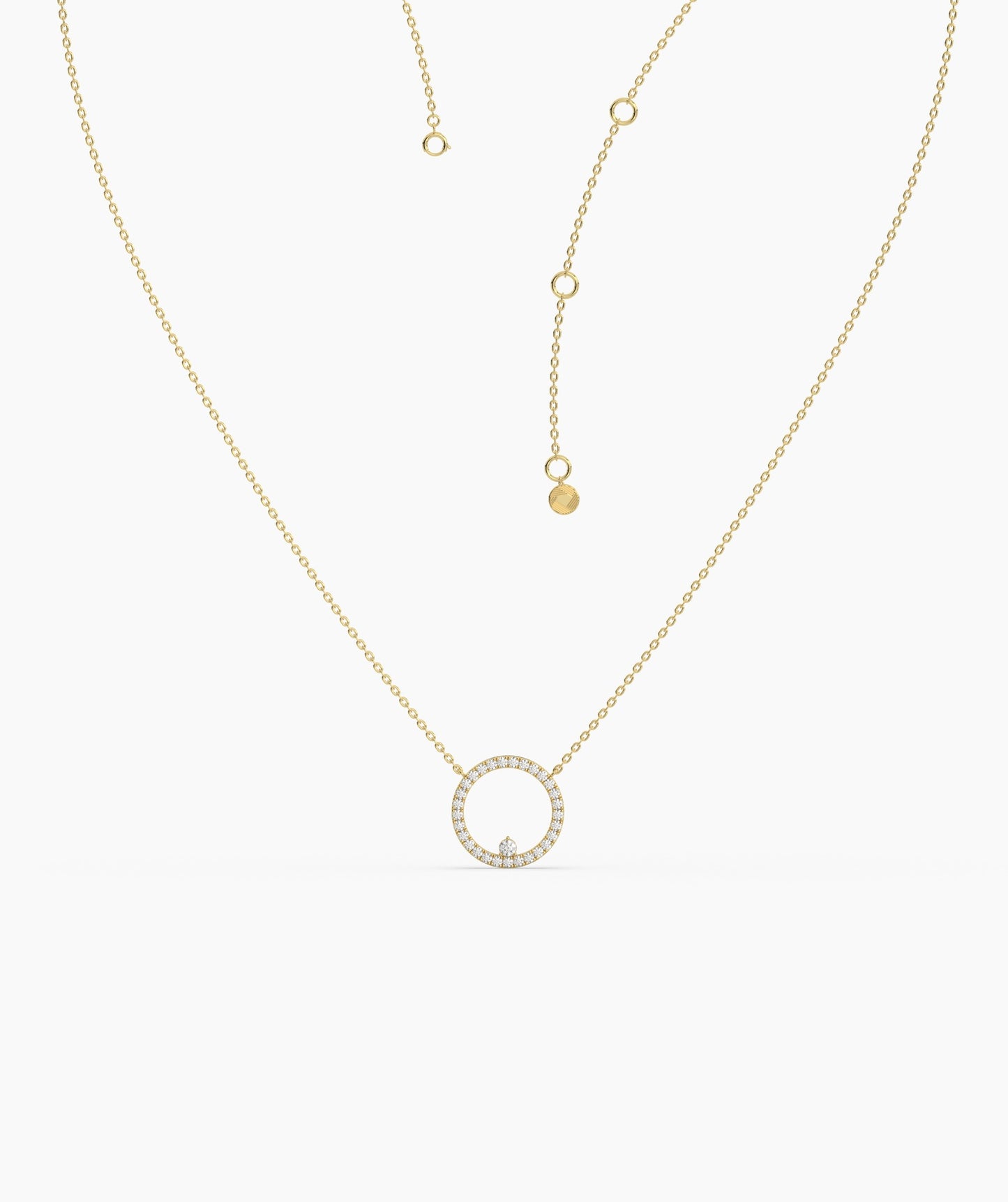 14K Gold Diamond Circle Necklace