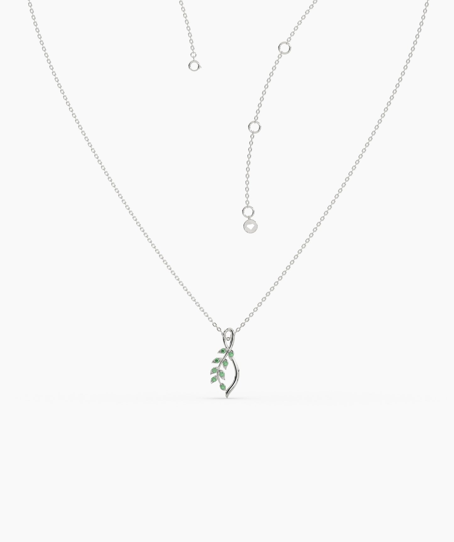 Delicate Green Emerald Leaf Necklace