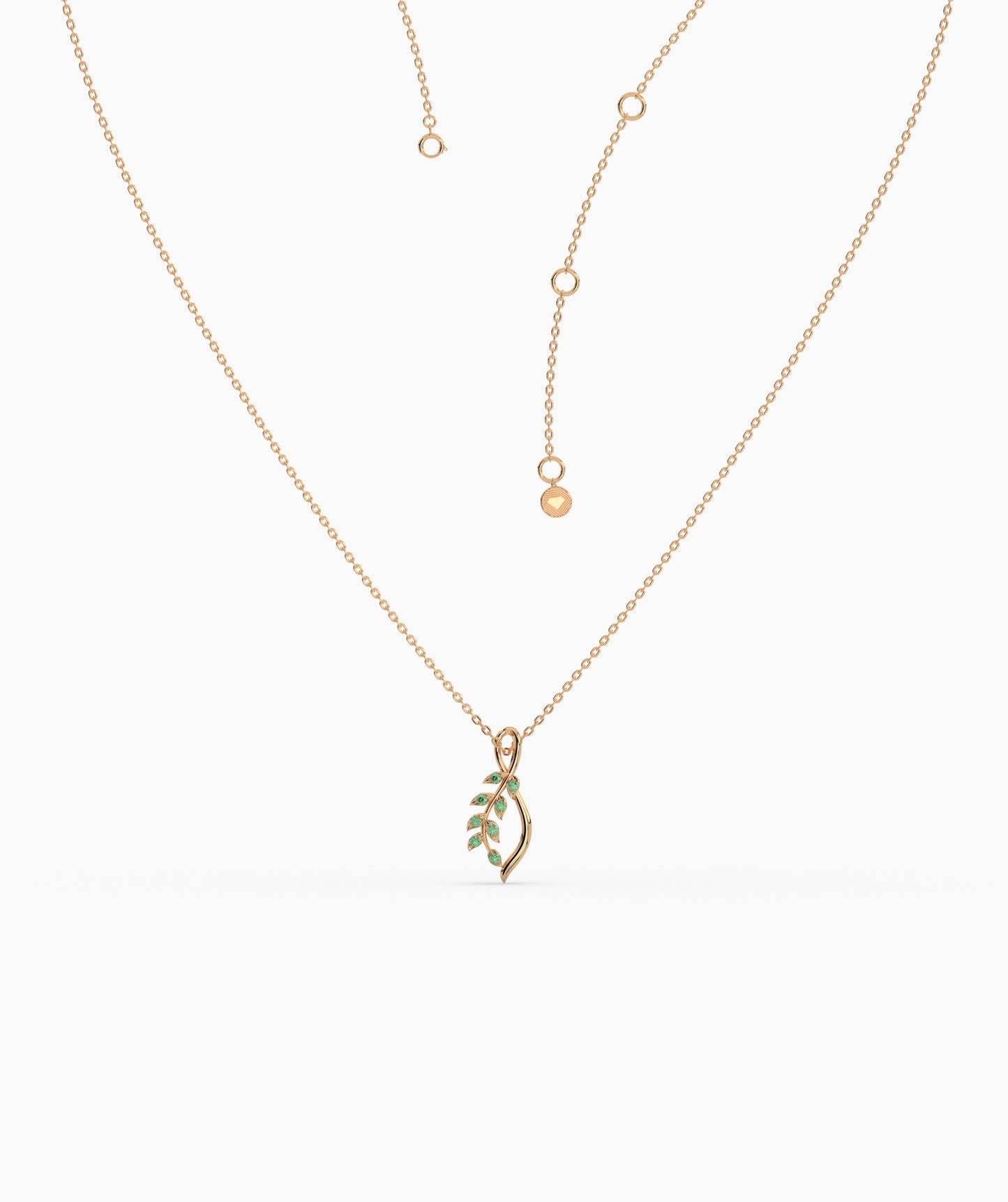 Delicate Green Emerald Leaf Necklace