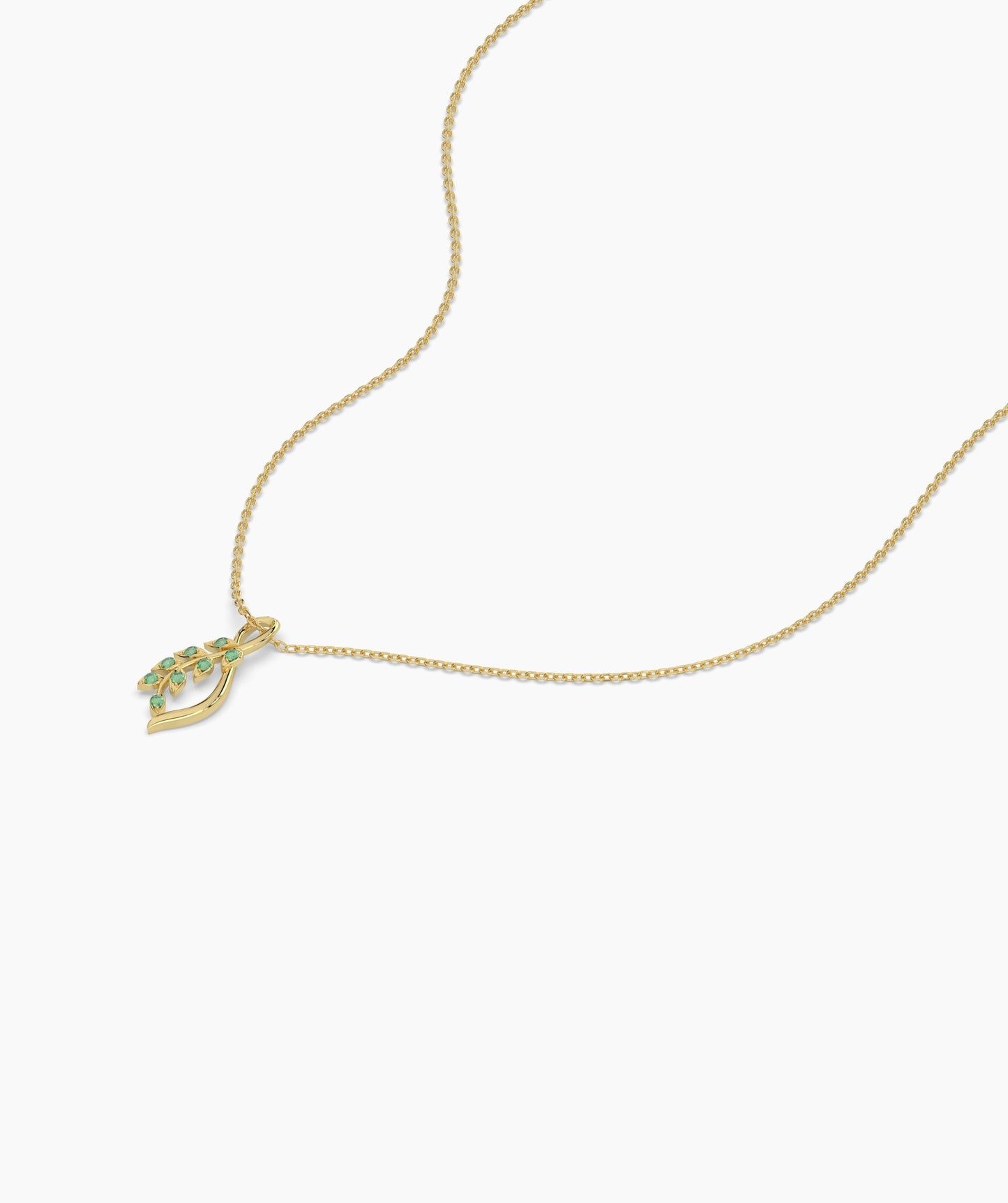 Delicate Green Emerald Leaf Necklace