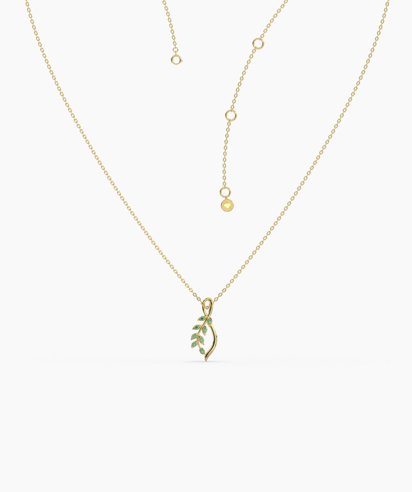 Delicate Green Emerald Leaf Necklace