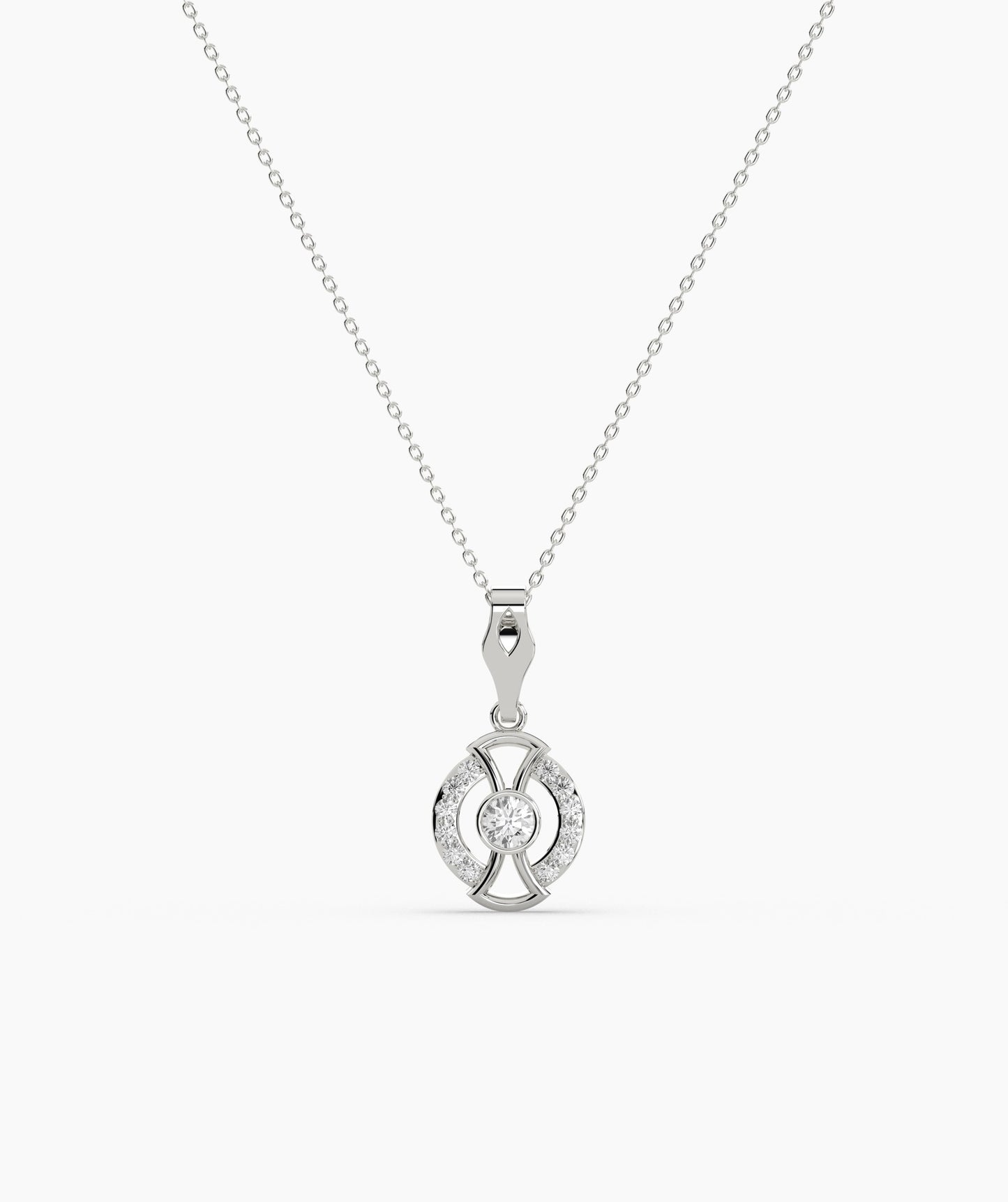 Circle Diamond Pendant Necklace