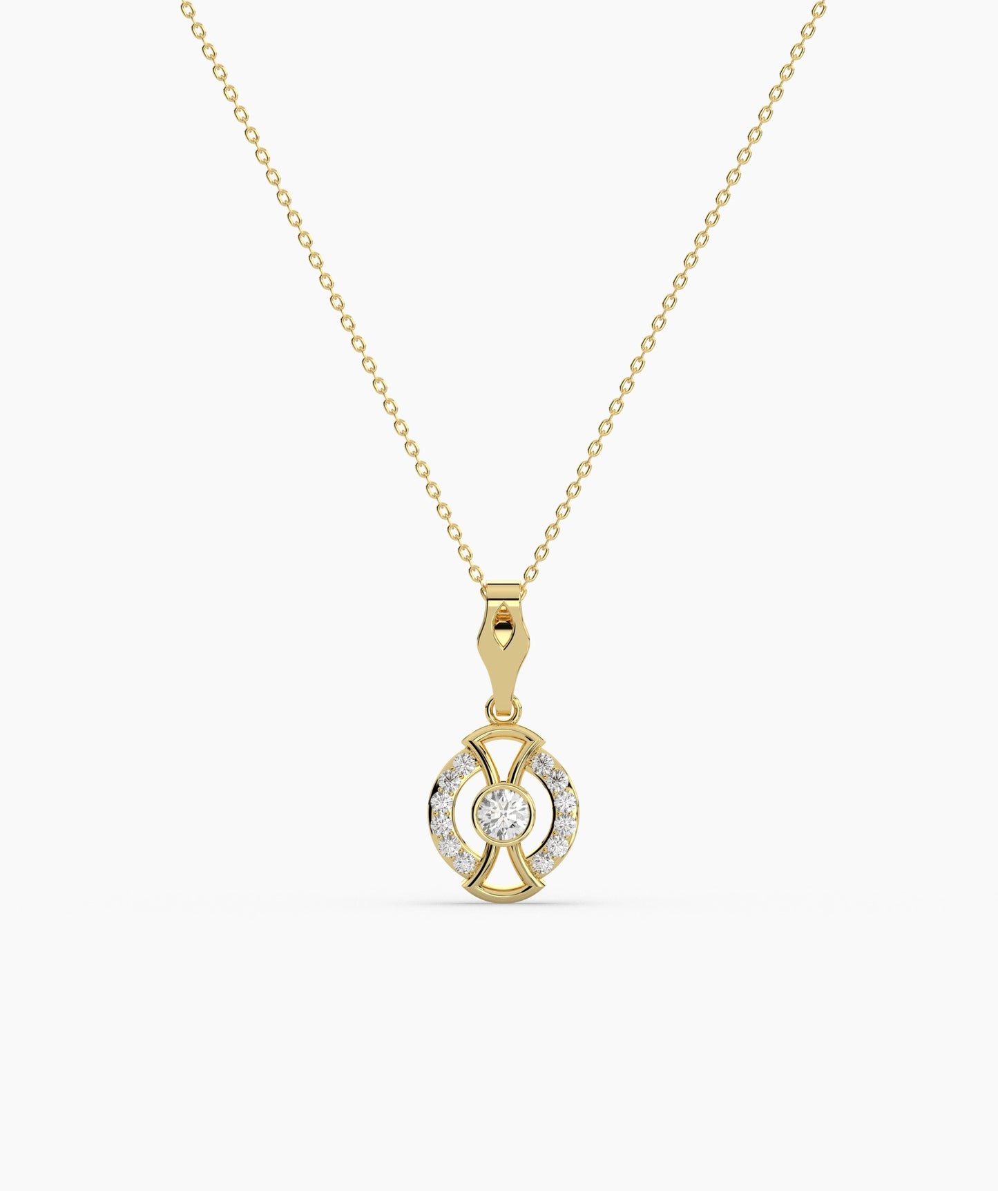 Circle Diamond Pendant Necklace