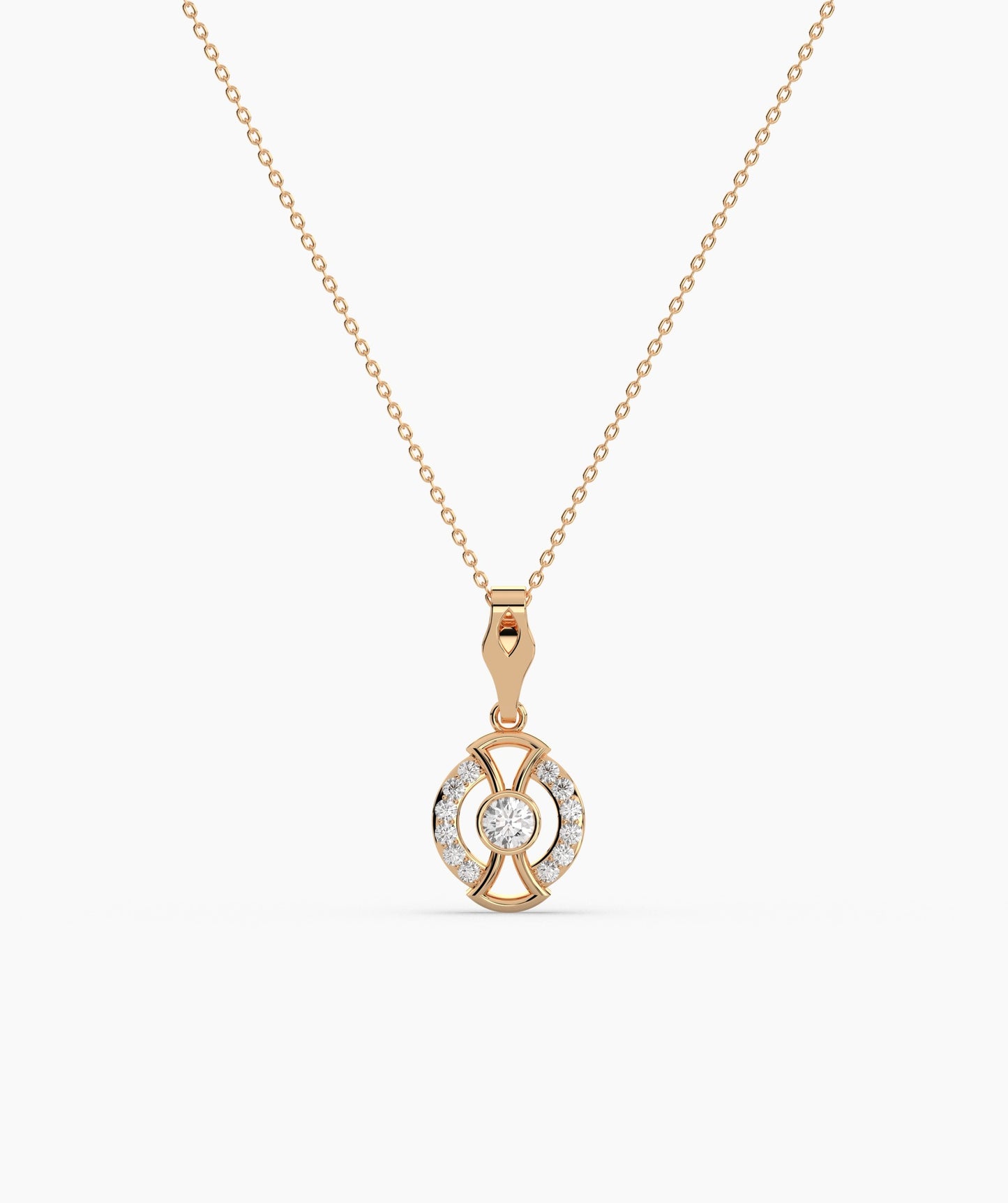 Circle Diamond Pendant Necklace
