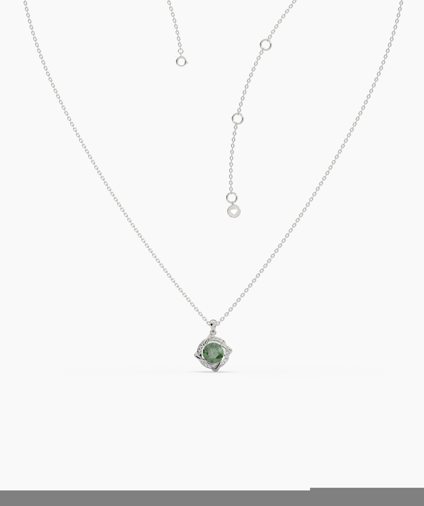 14K Gold Round Green Stone Pendant