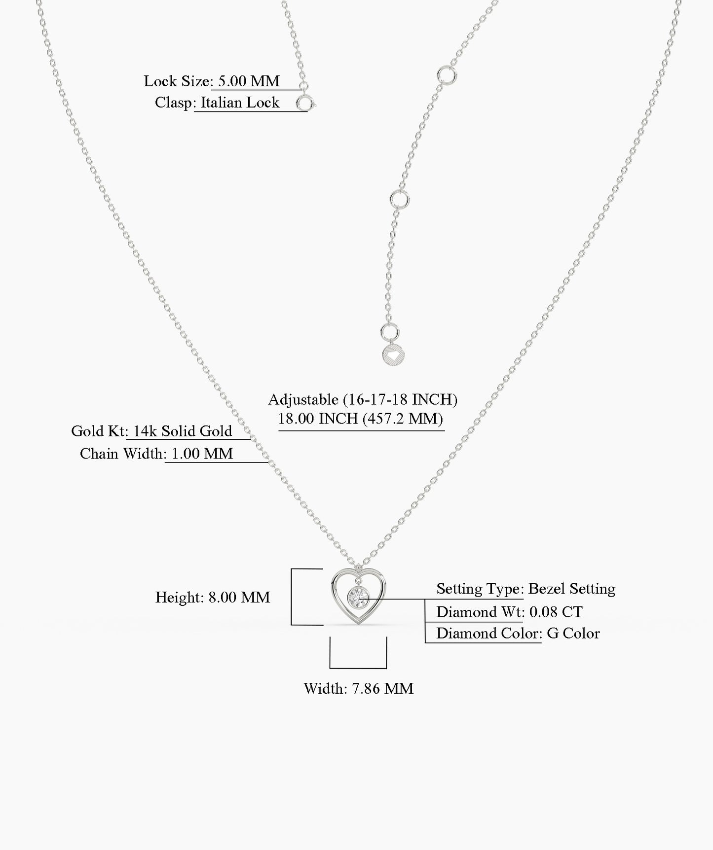 Heart Necklace with Diamond