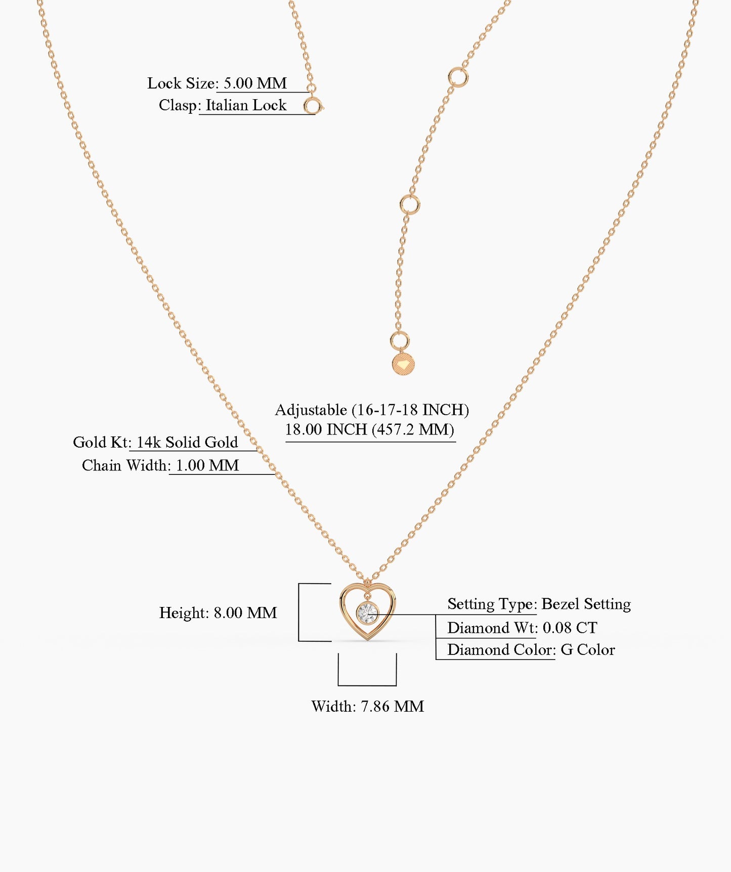 Heart Necklace with Diamond