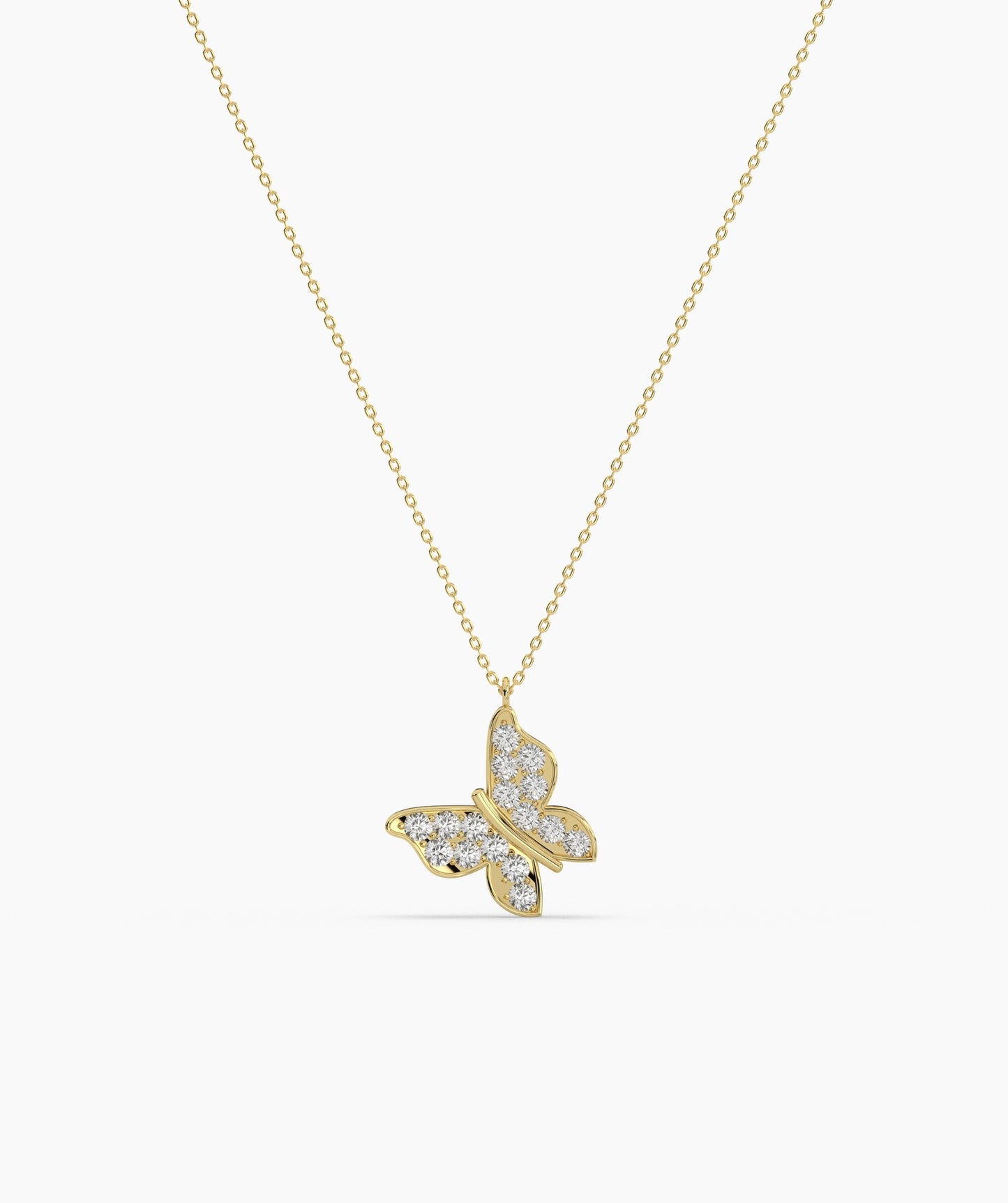 Sparkling Wings 14K Gold Butterfly Pendant
