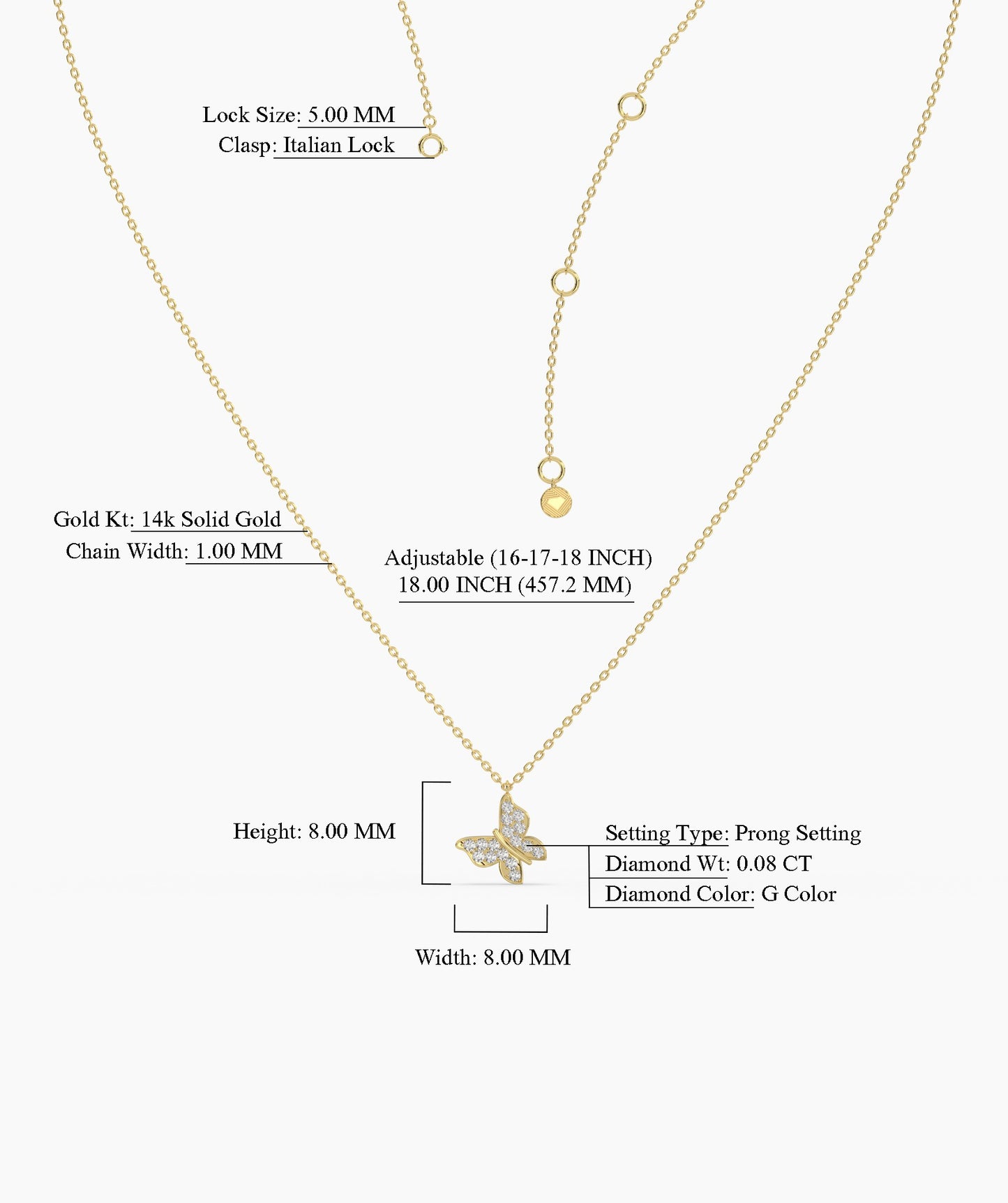 Sparkling Wings 14K Gold Butterfly Pendant