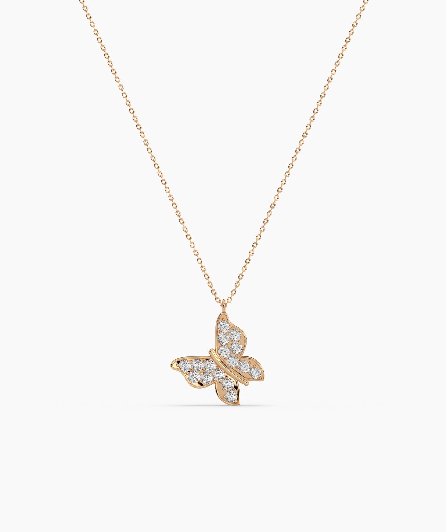 Sparkling Wings 14K Gold Butterfly Pendant