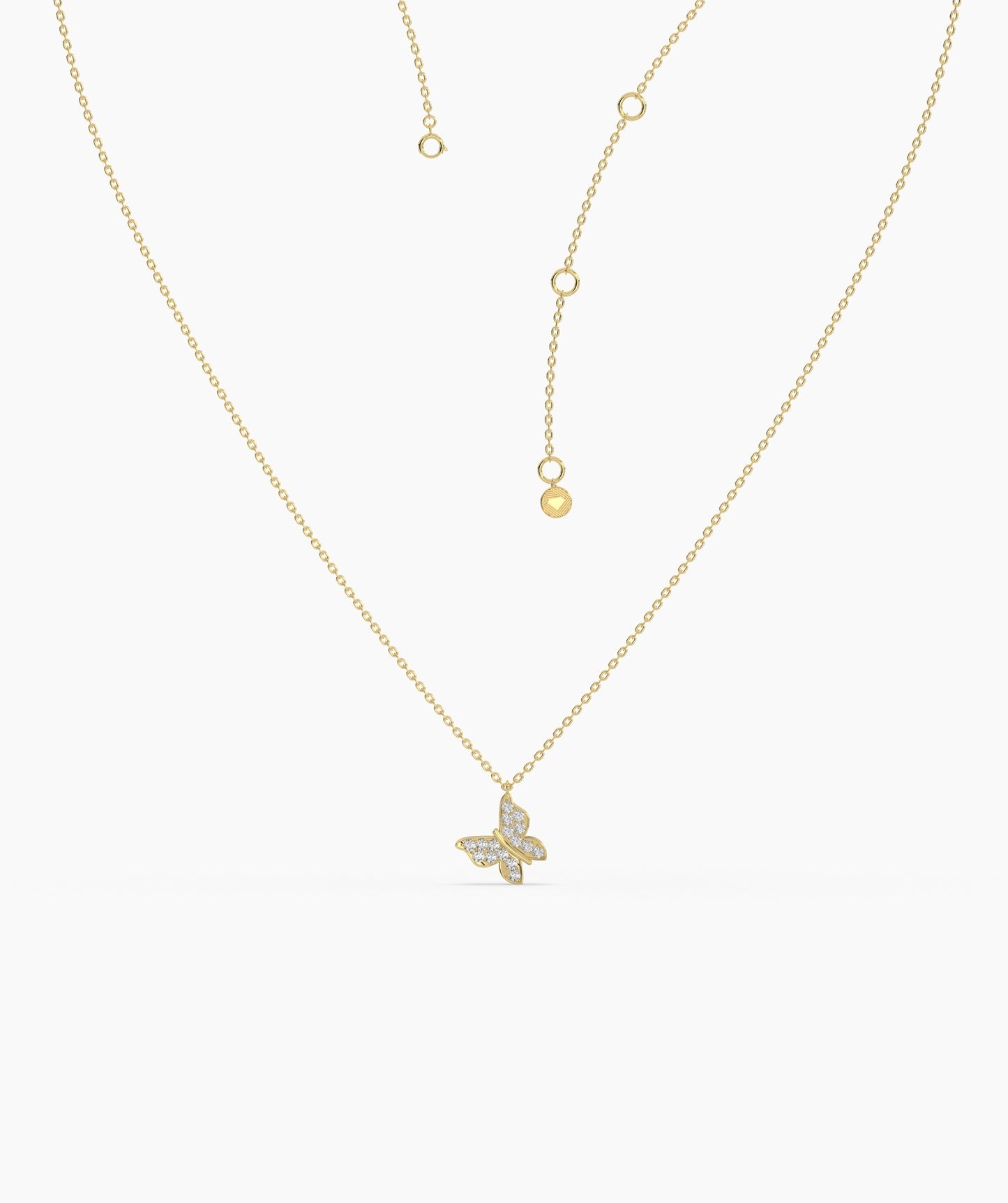 Sparkling Wings 14K Gold Butterfly Pendant