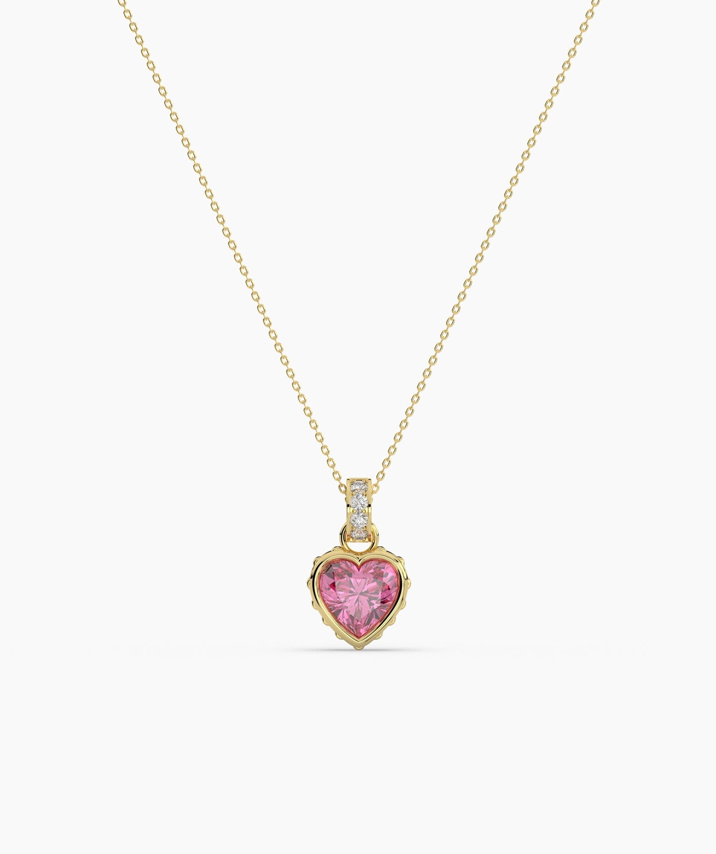 14K Solid Gold Necklace with Vibrant Red Stone