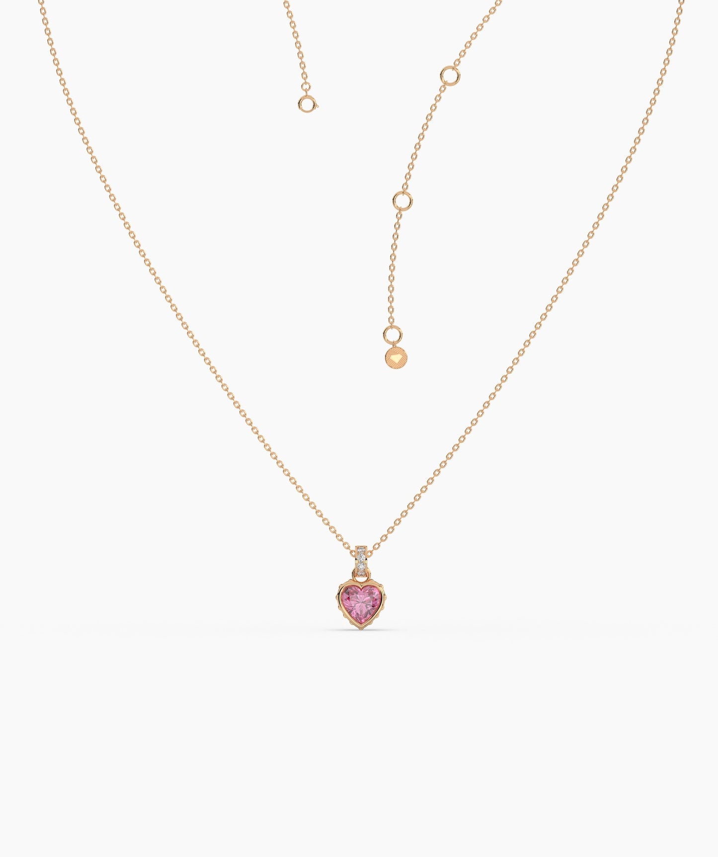 14K Solid Gold Necklace with Vibrant Red Stone