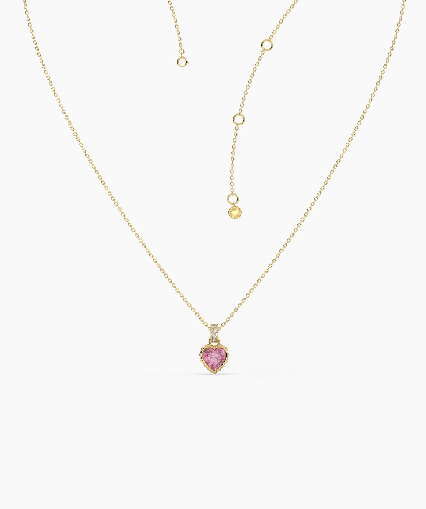 14K Solid Gold Necklace with Vibrant Red Stone
