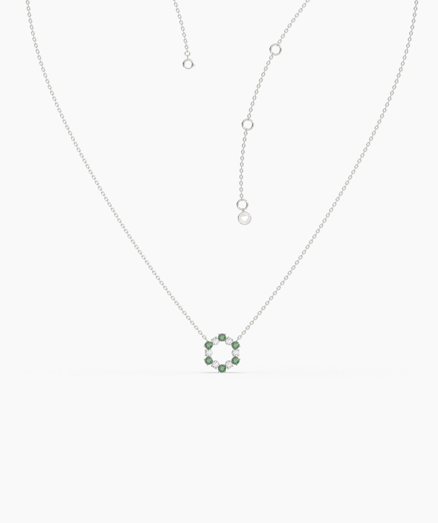 Emerald & Diamond Circle Necklace