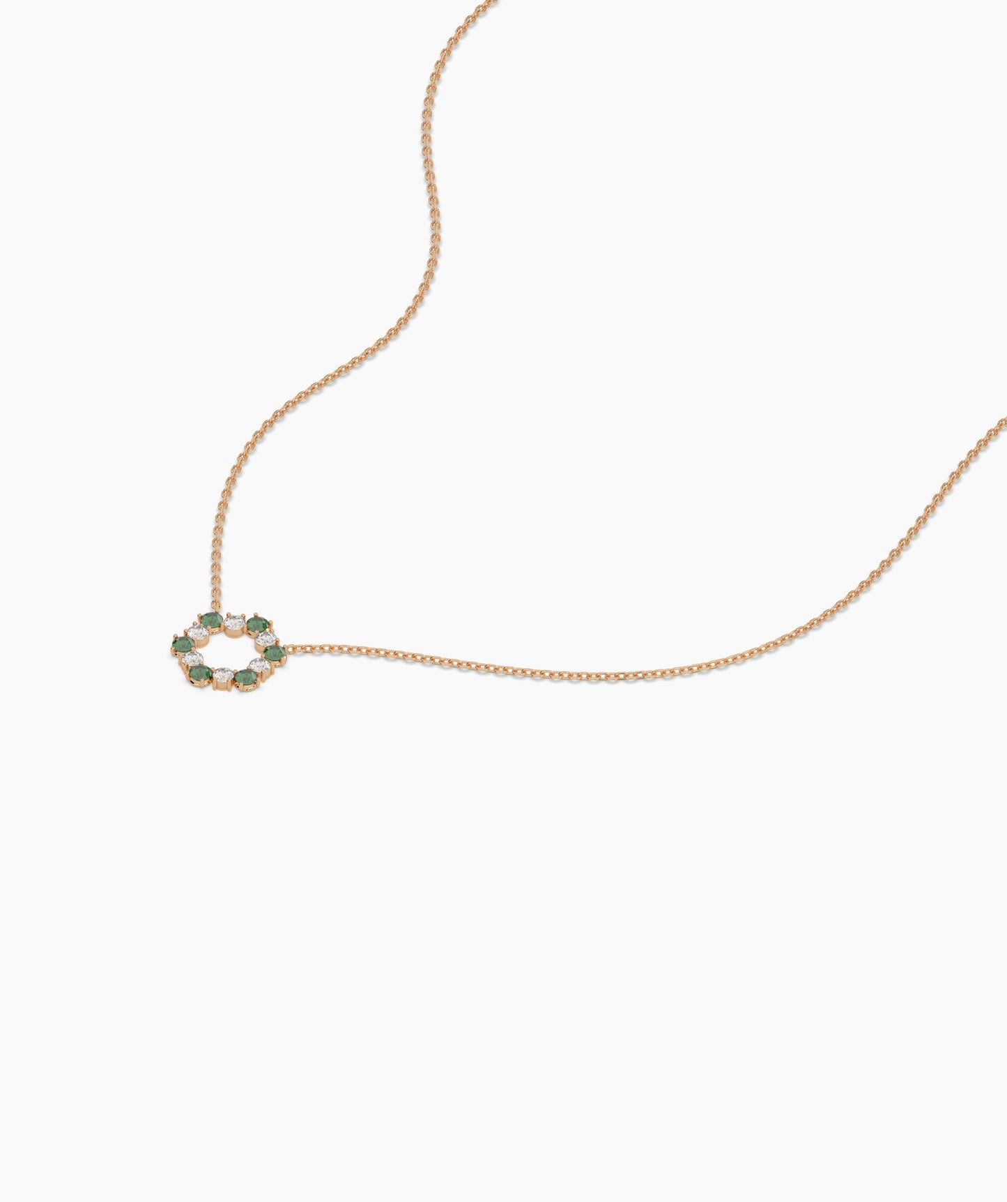 Emerald & Diamond Circle Necklace