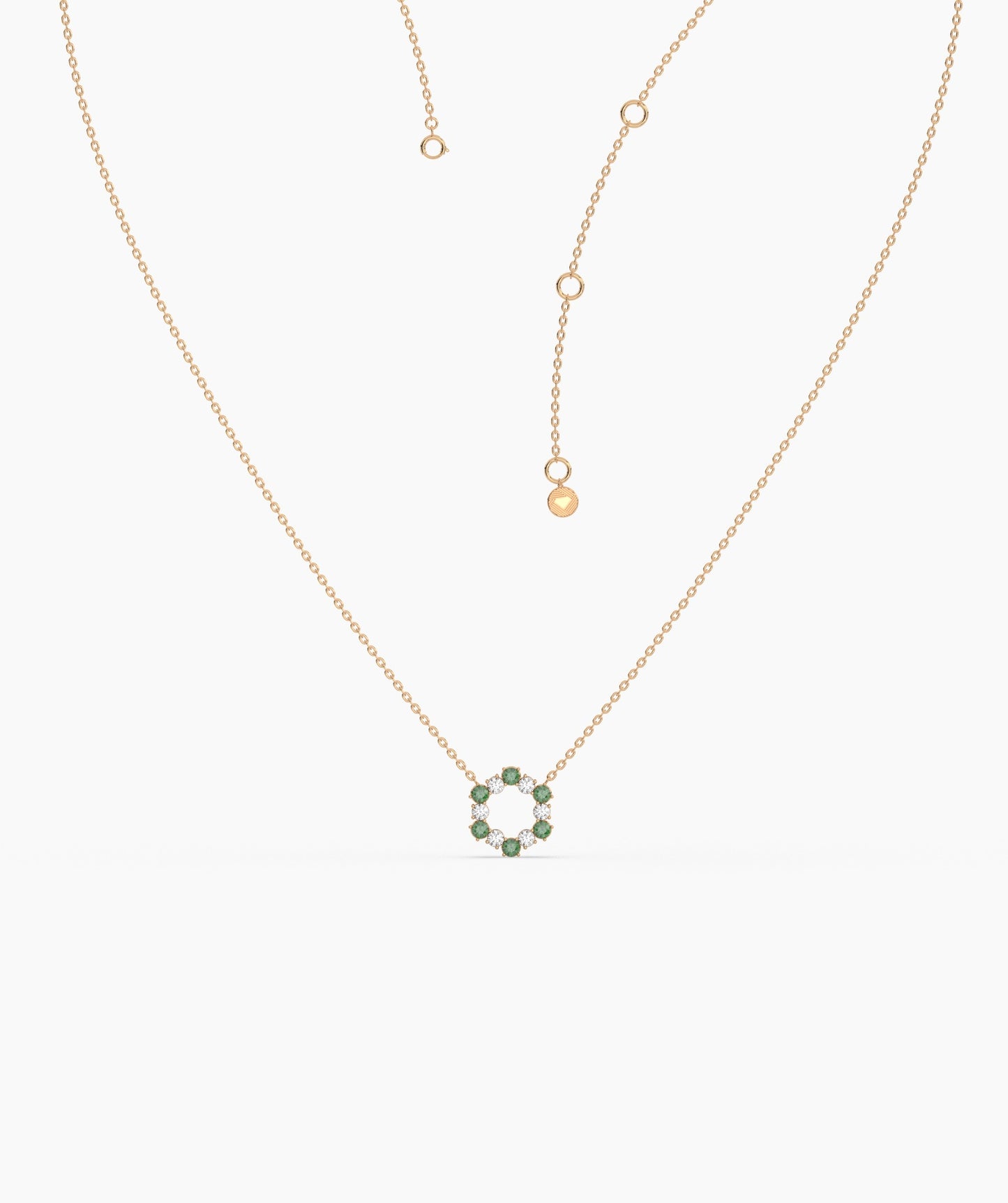 Emerald & Diamond Circle Necklace