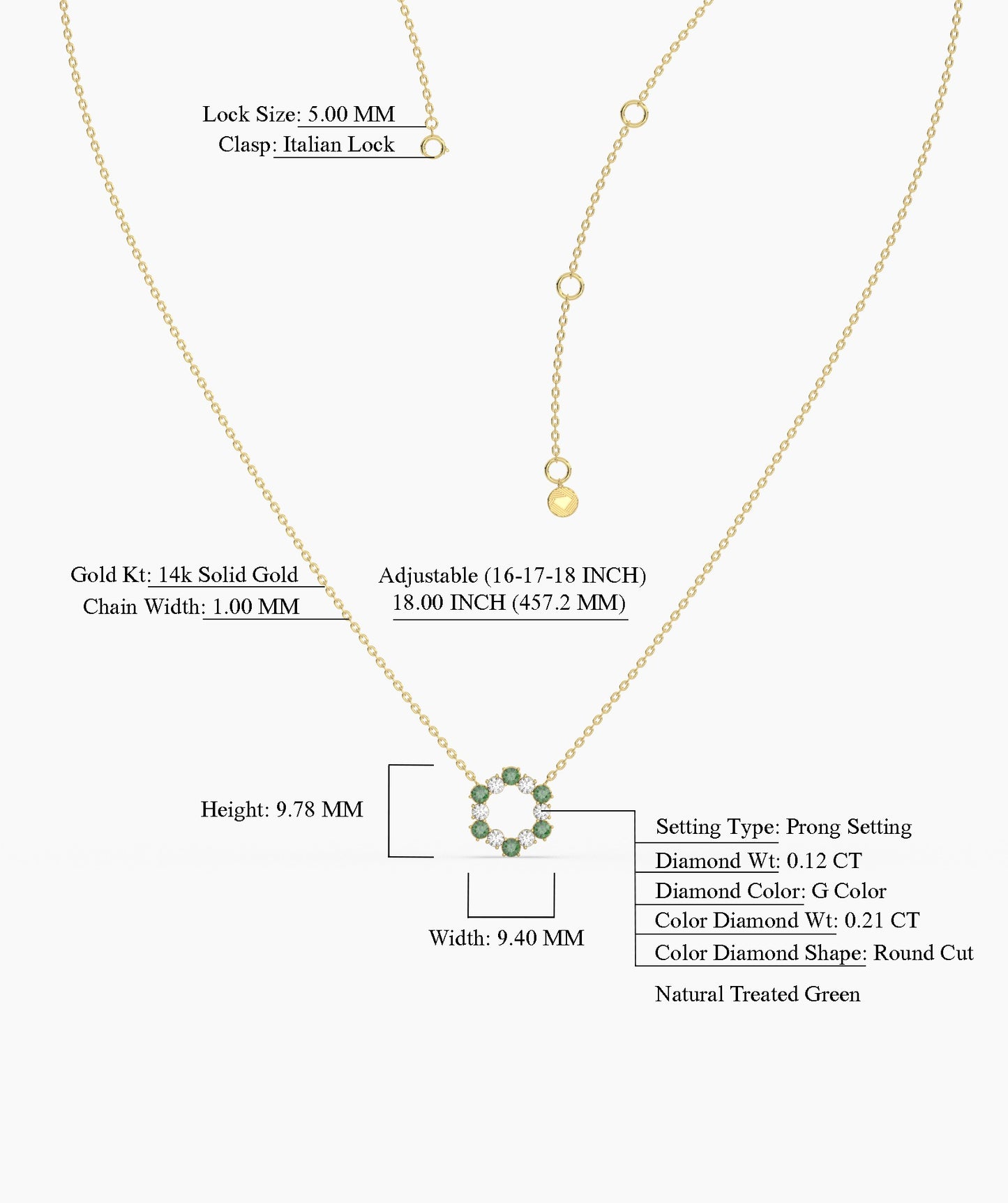 Emerald & Diamond Circle Necklace