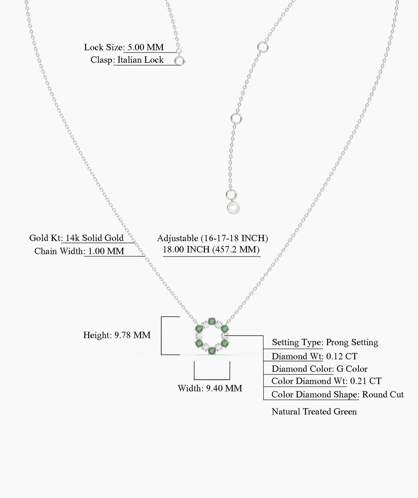 Emerald & Diamond Circle Necklace