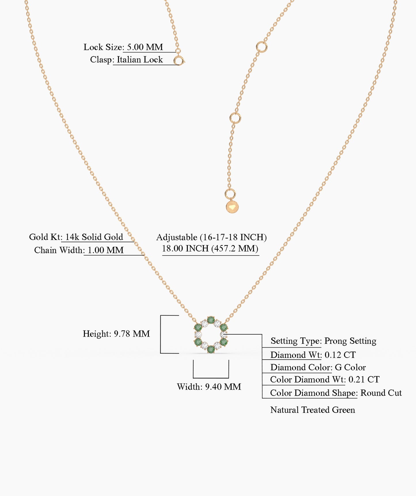 Emerald & Diamond Circle Necklace