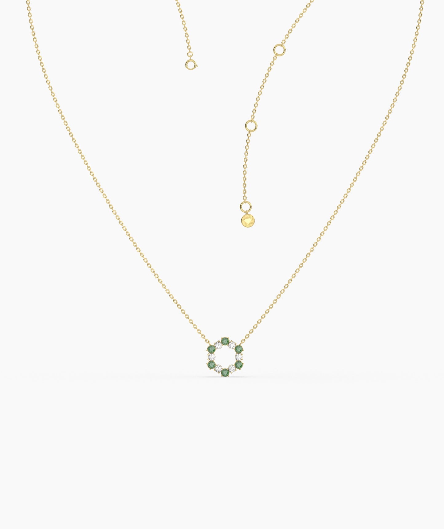 Emerald & Diamond Circle Necklace