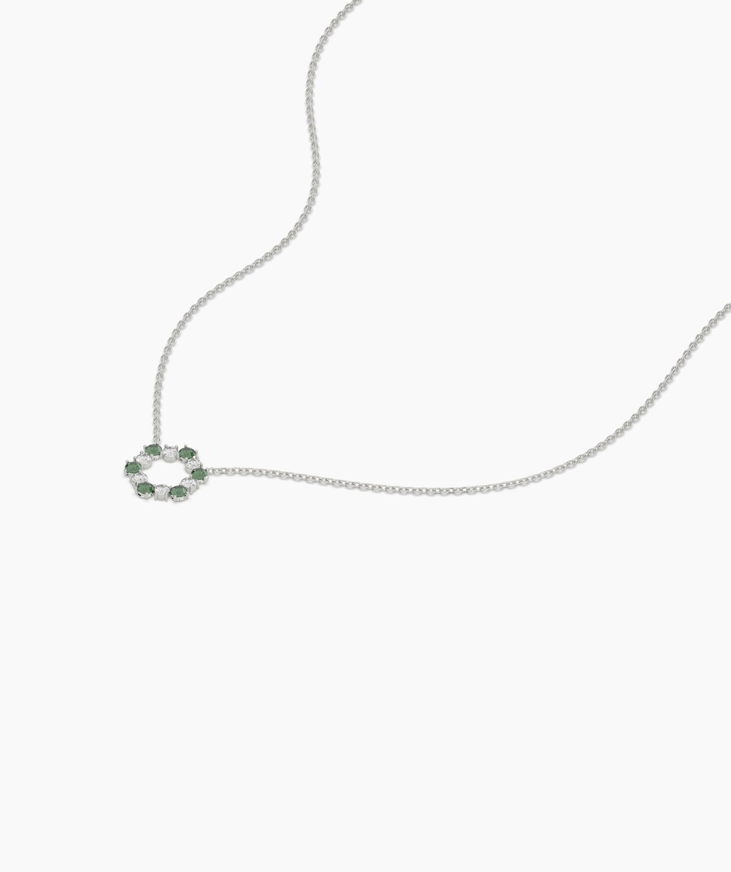 Emerald & Diamond Circle Necklace