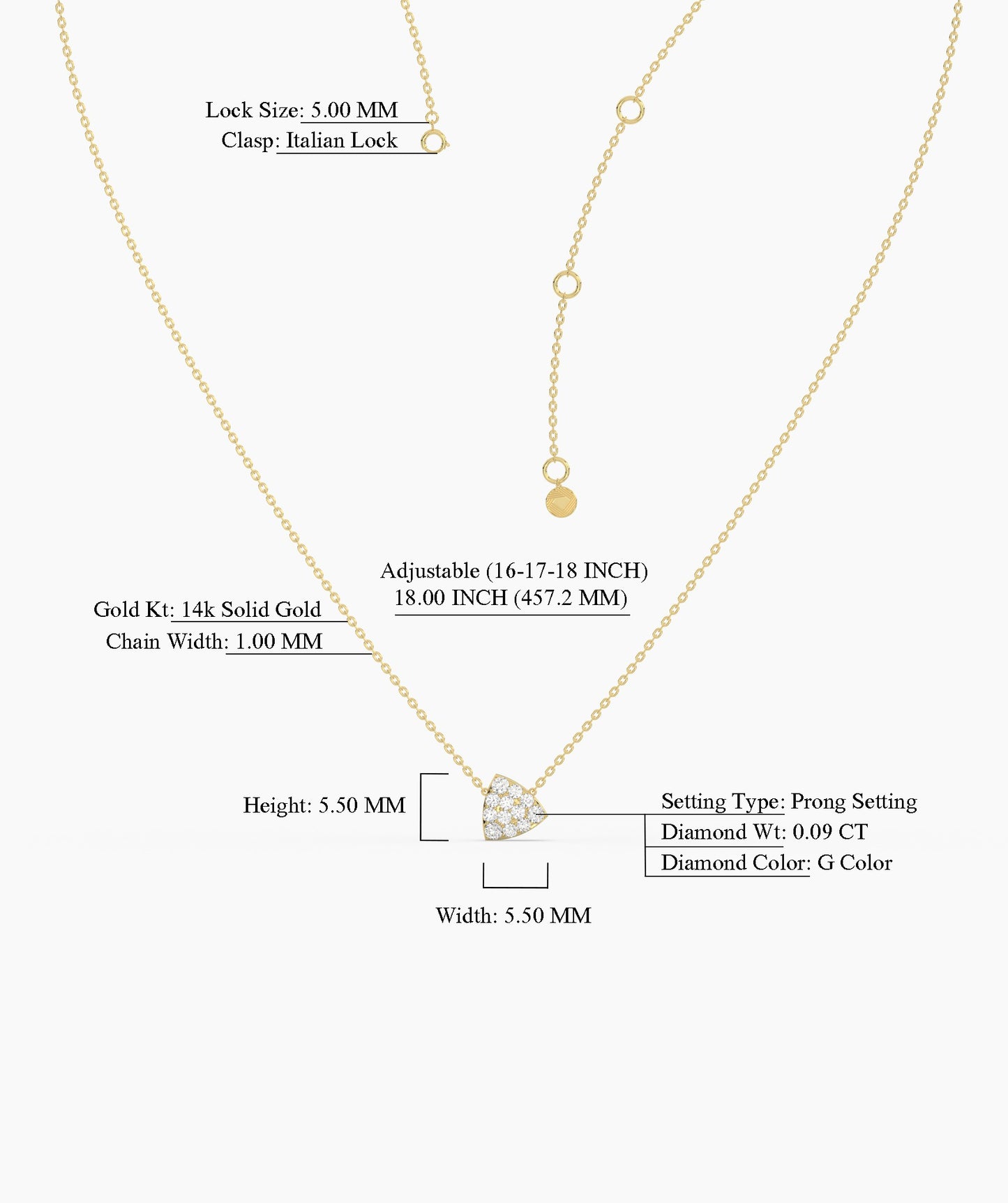 Diamond-Encrusted Triangle Pendant