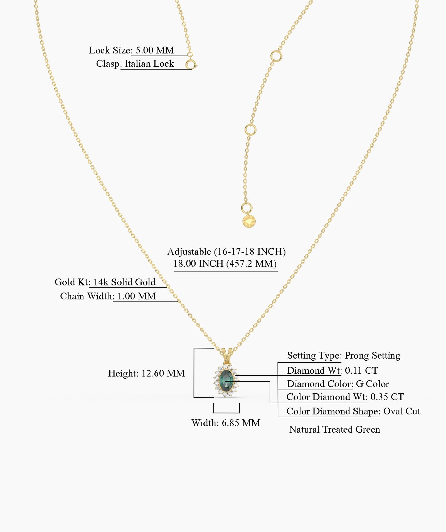 Green Majesty Classic Halo Necklace