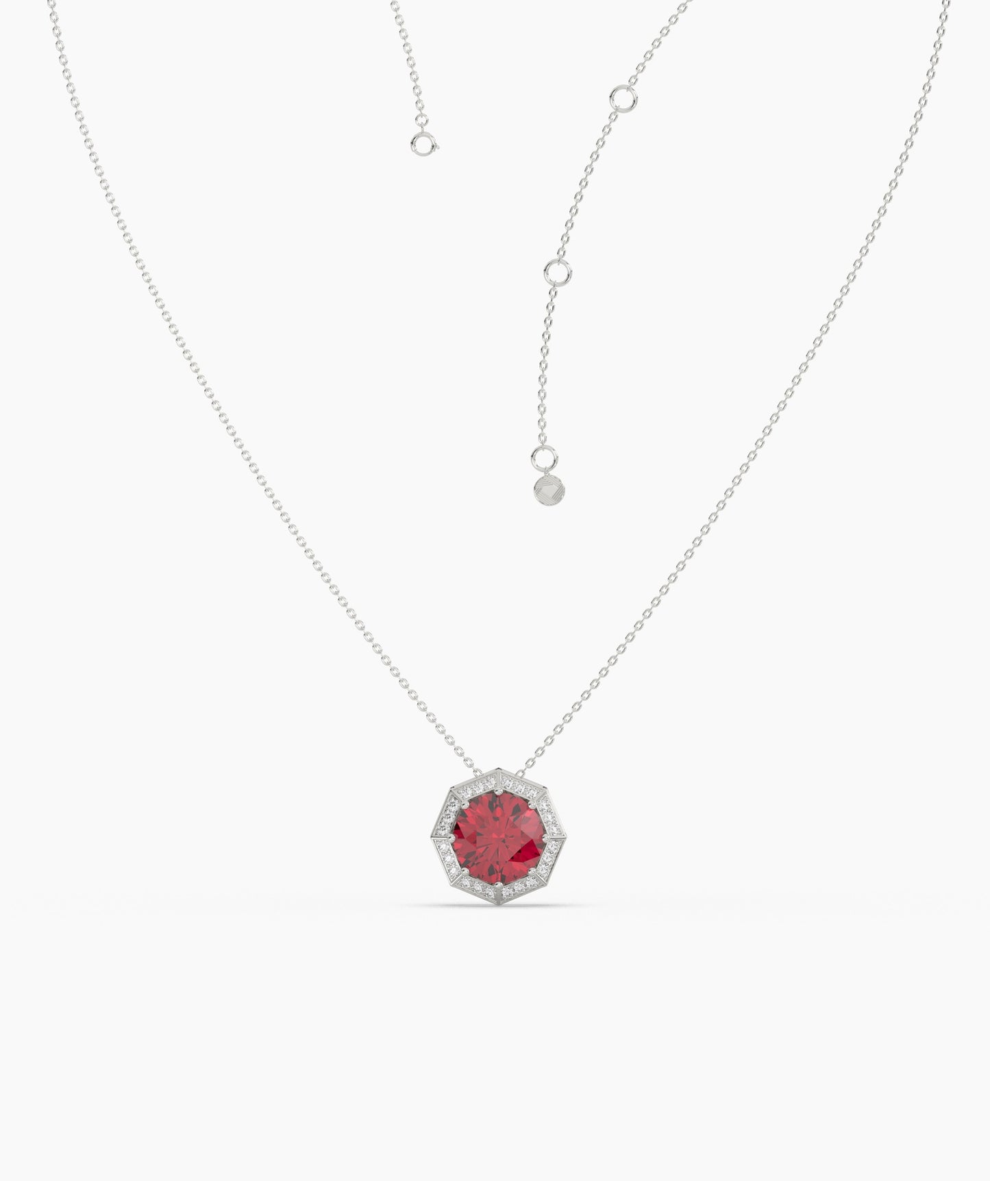 Octagon Necklace with Red Center
