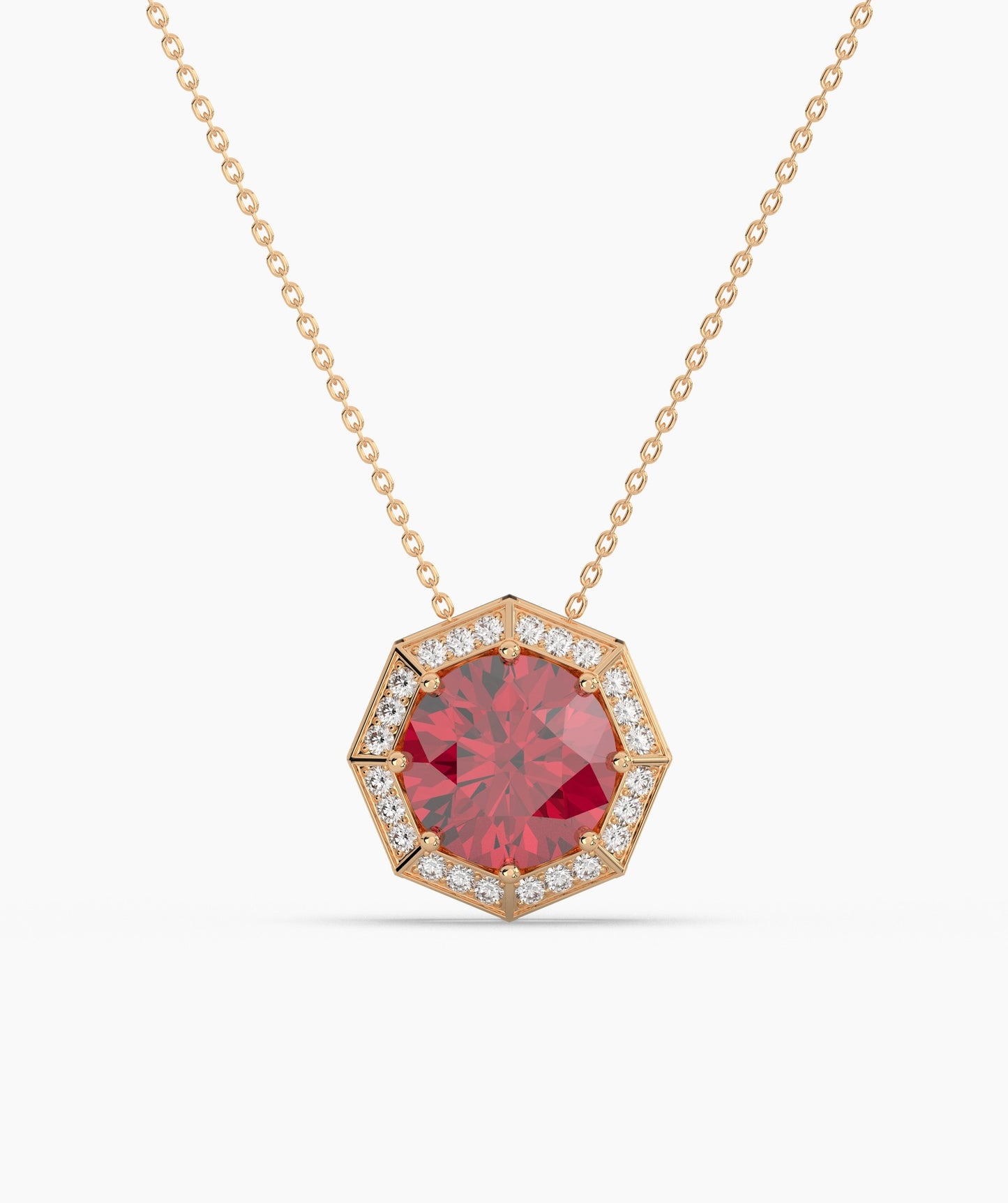 Octagon Necklace with Red Center