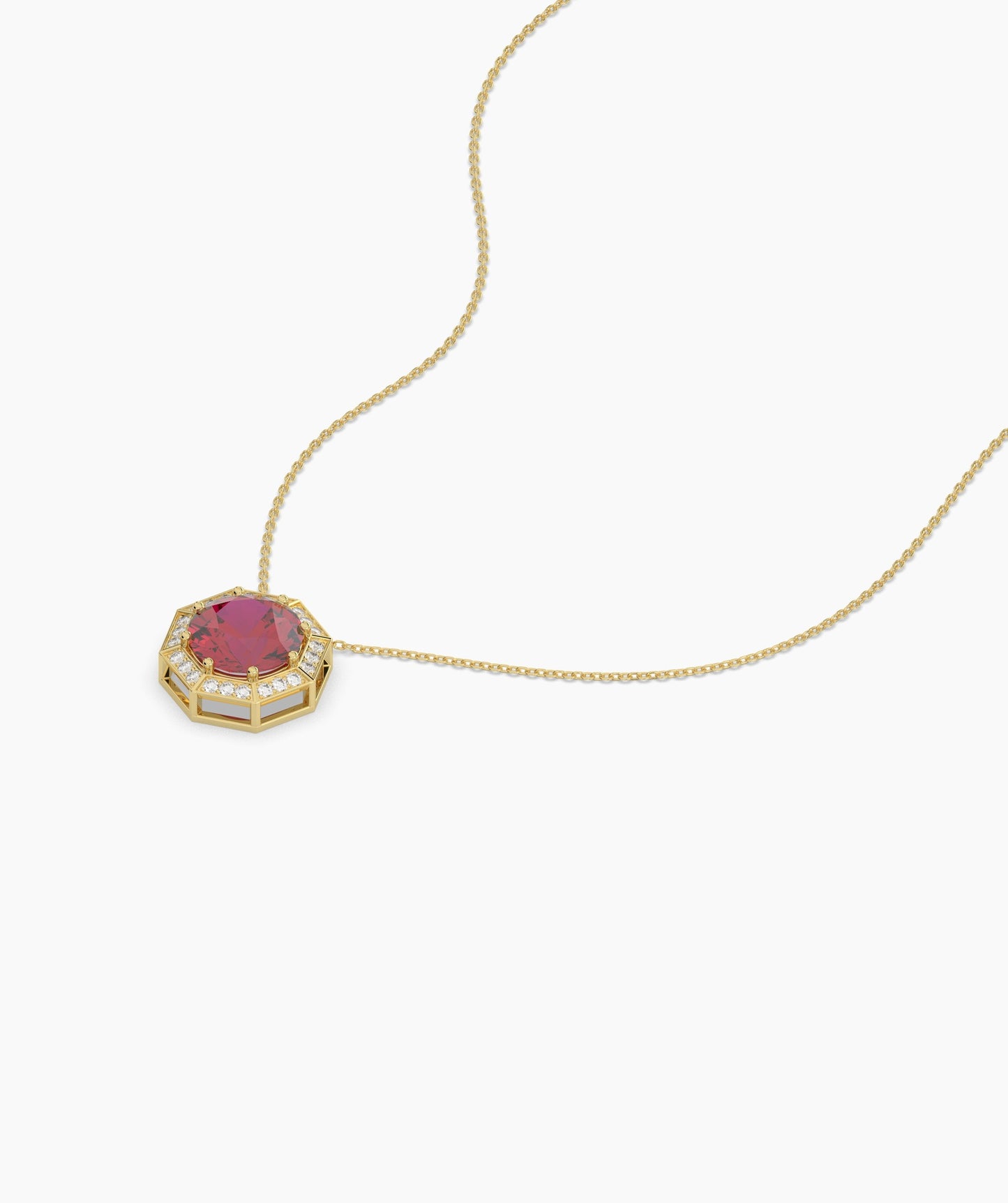 Octagon Necklace with Red Center