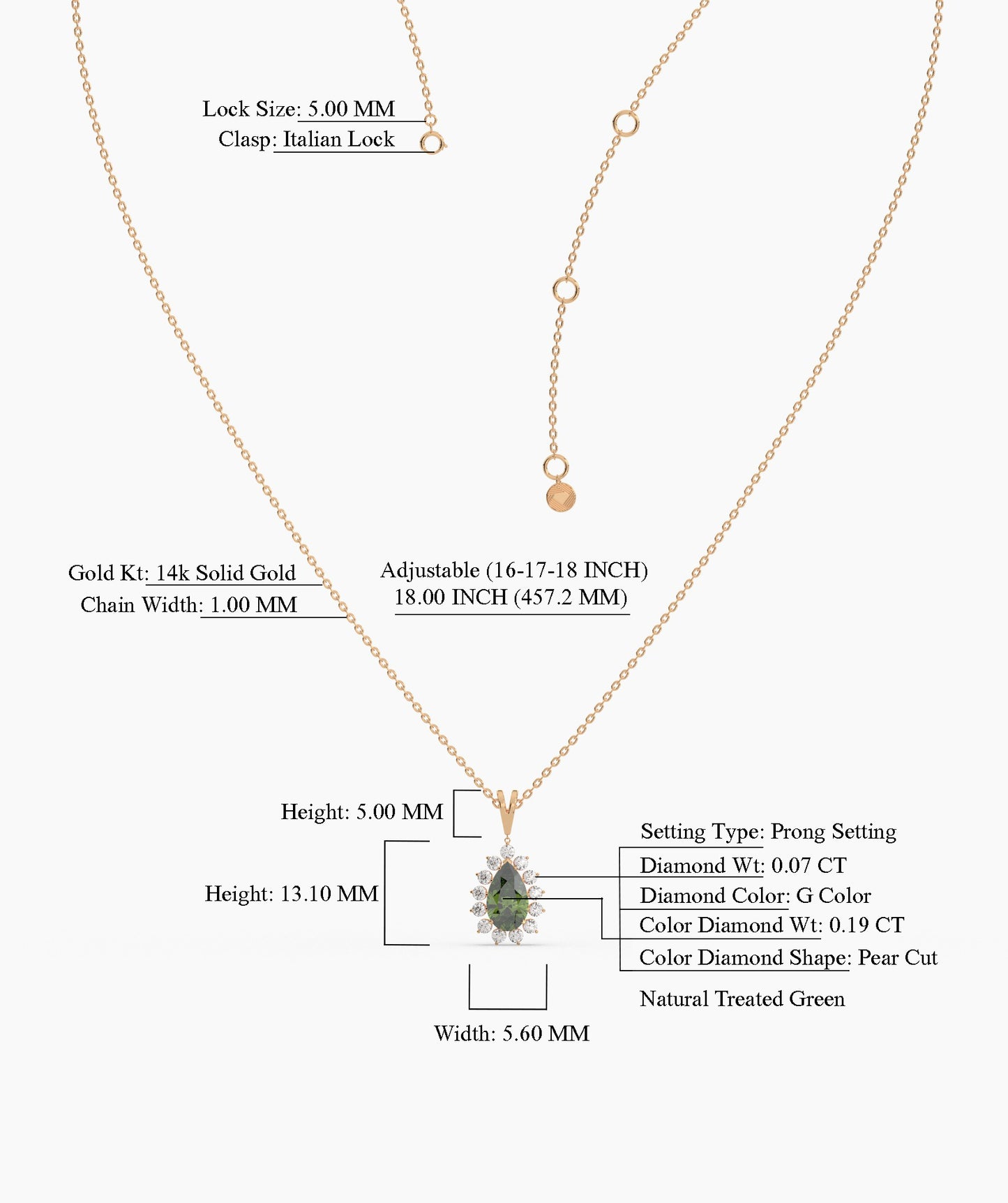 Pear-Shaped Green Gem Necklace