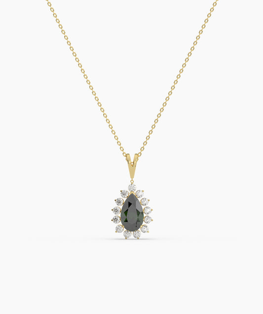 Pear-Shaped Green Gem Necklace