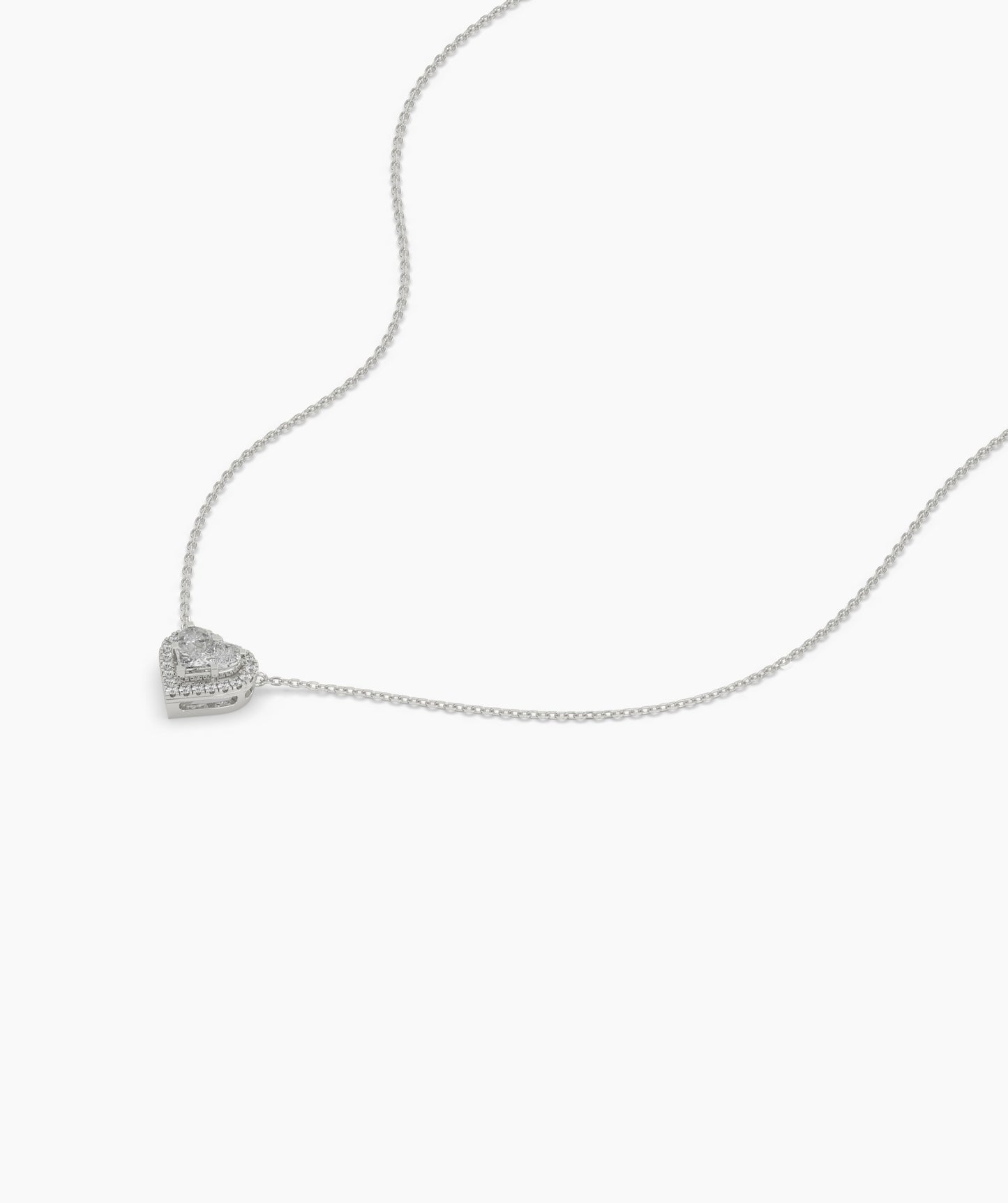 Diamond Illusion Heart Halo Necklace