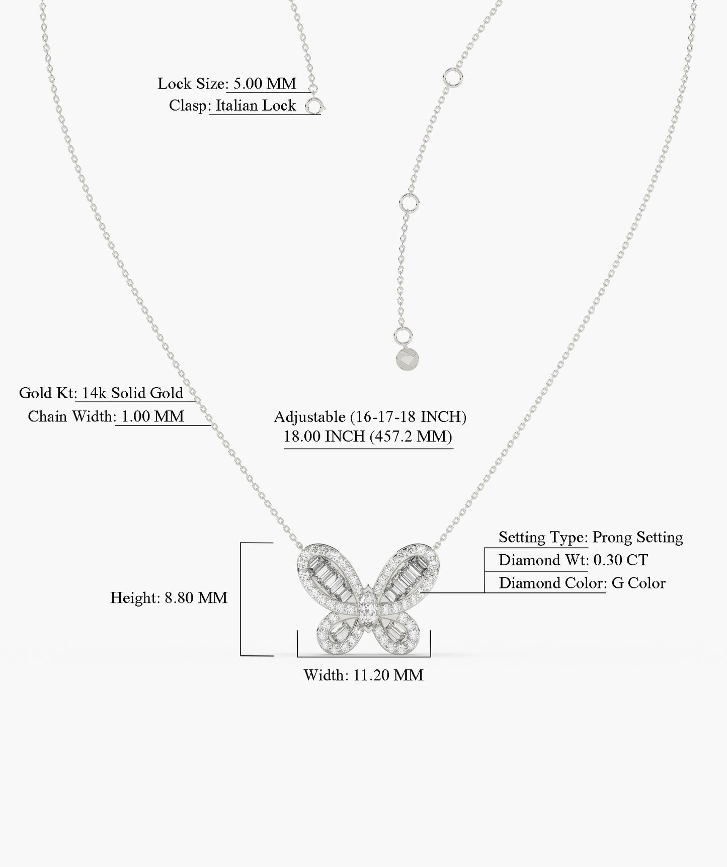 Diamond Butterfly Pendant Necklace
