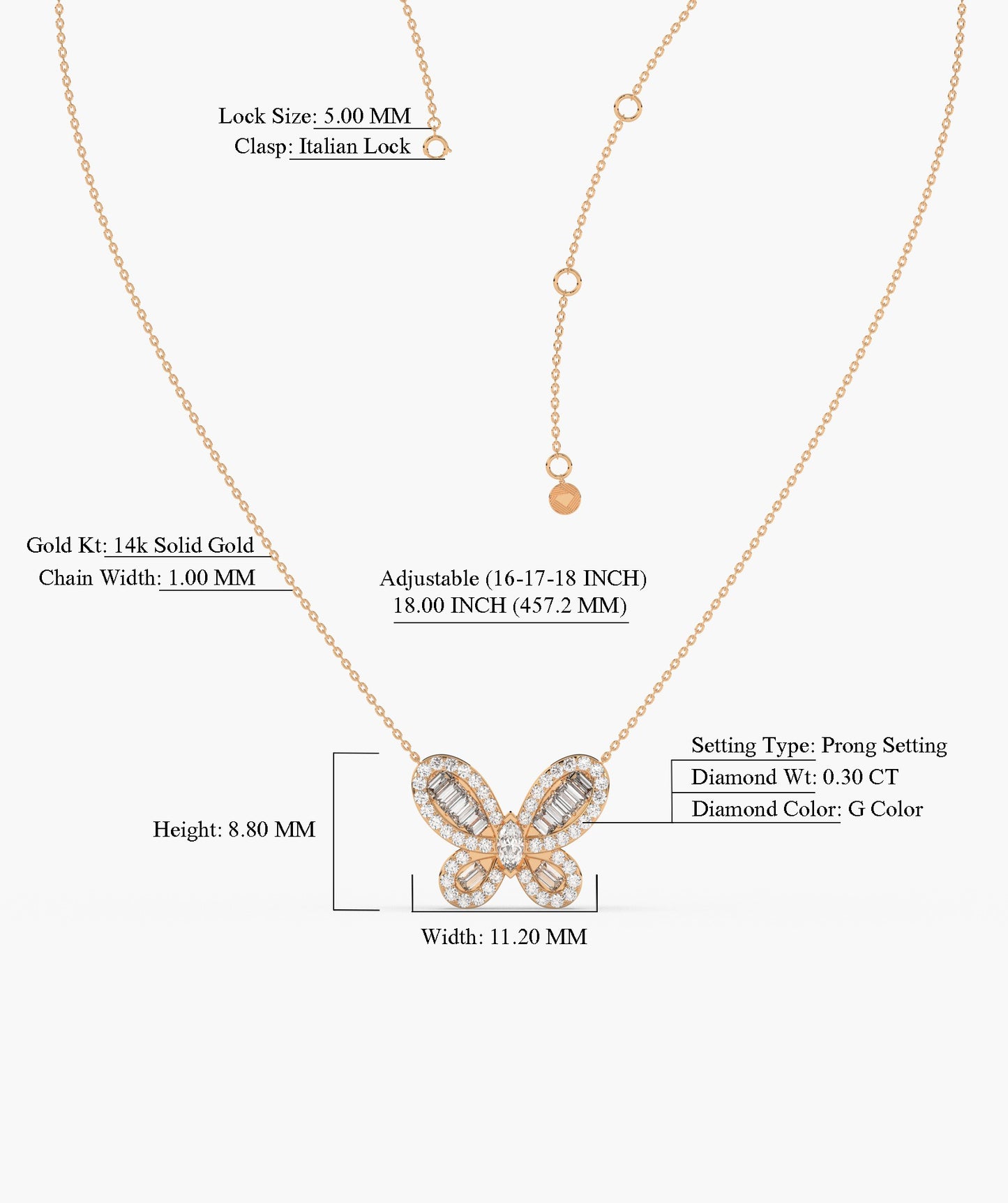 Diamond Butterfly Pendant Necklace