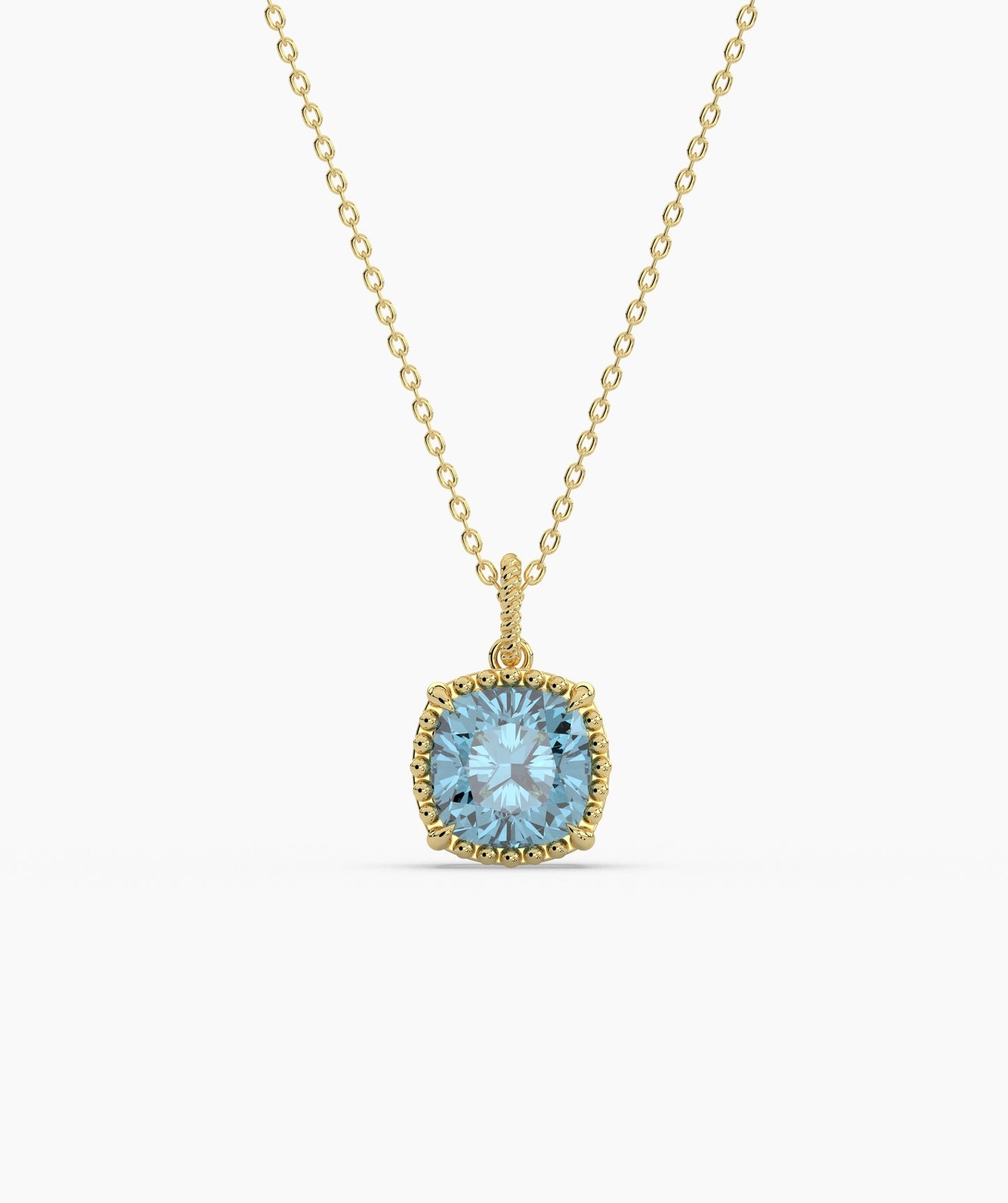 Cushion-Cut Blue Topaz Necklace