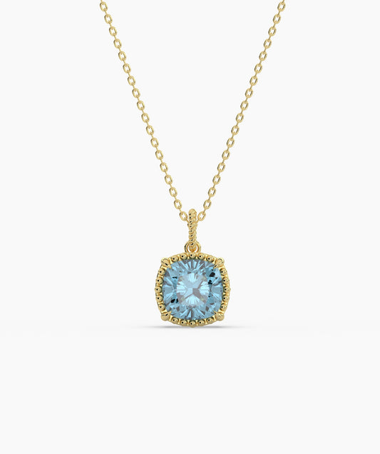 Cushion-Cut Blue Topaz Necklace