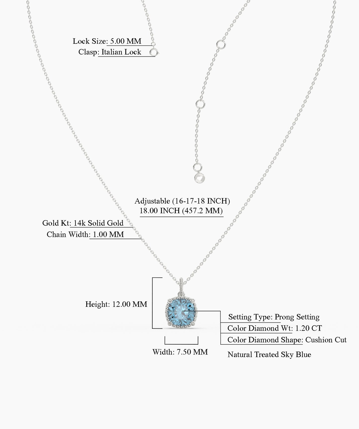 Cushion-Cut Blue Topaz Necklace