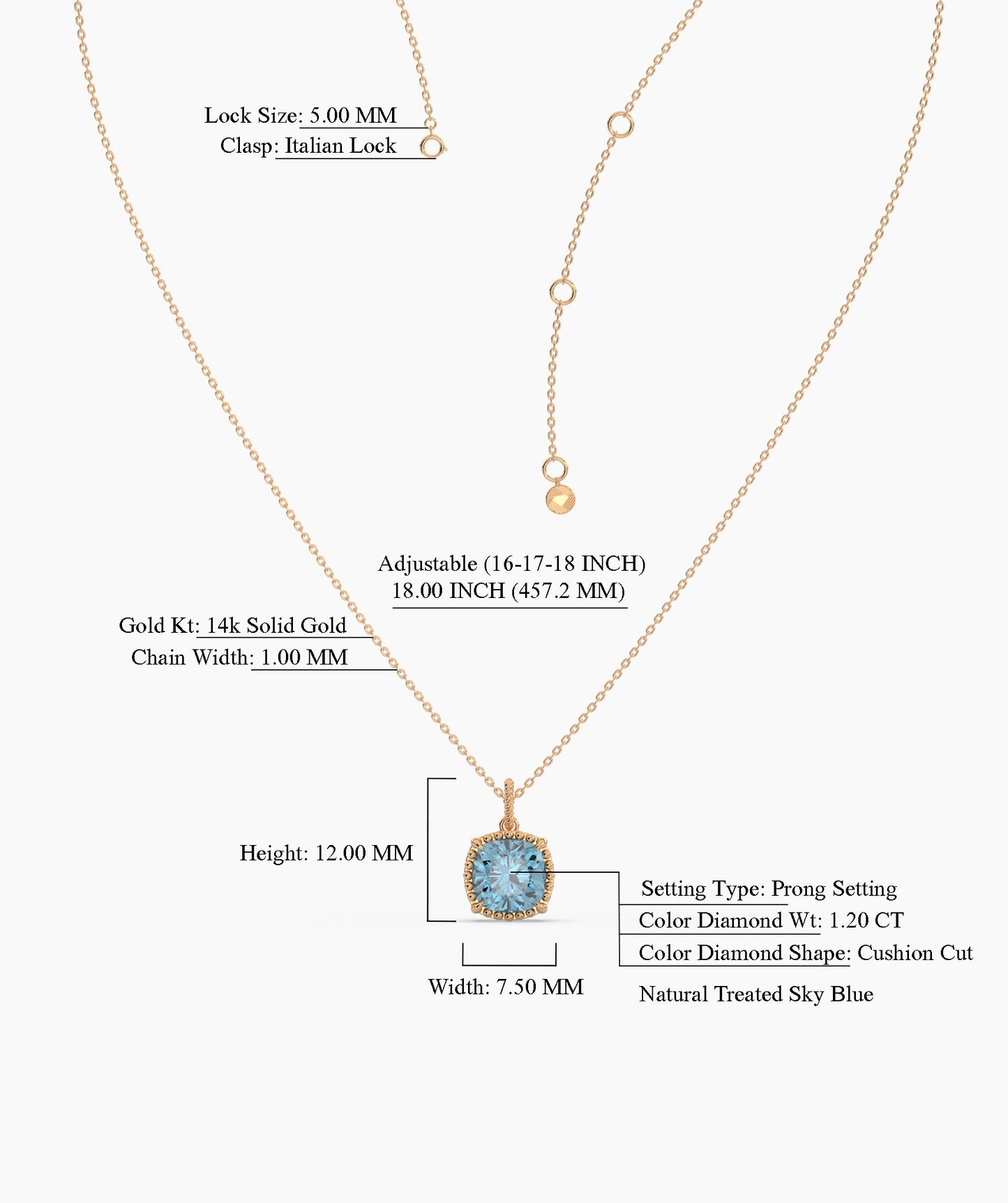 Cushion-Cut Blue Topaz Necklace