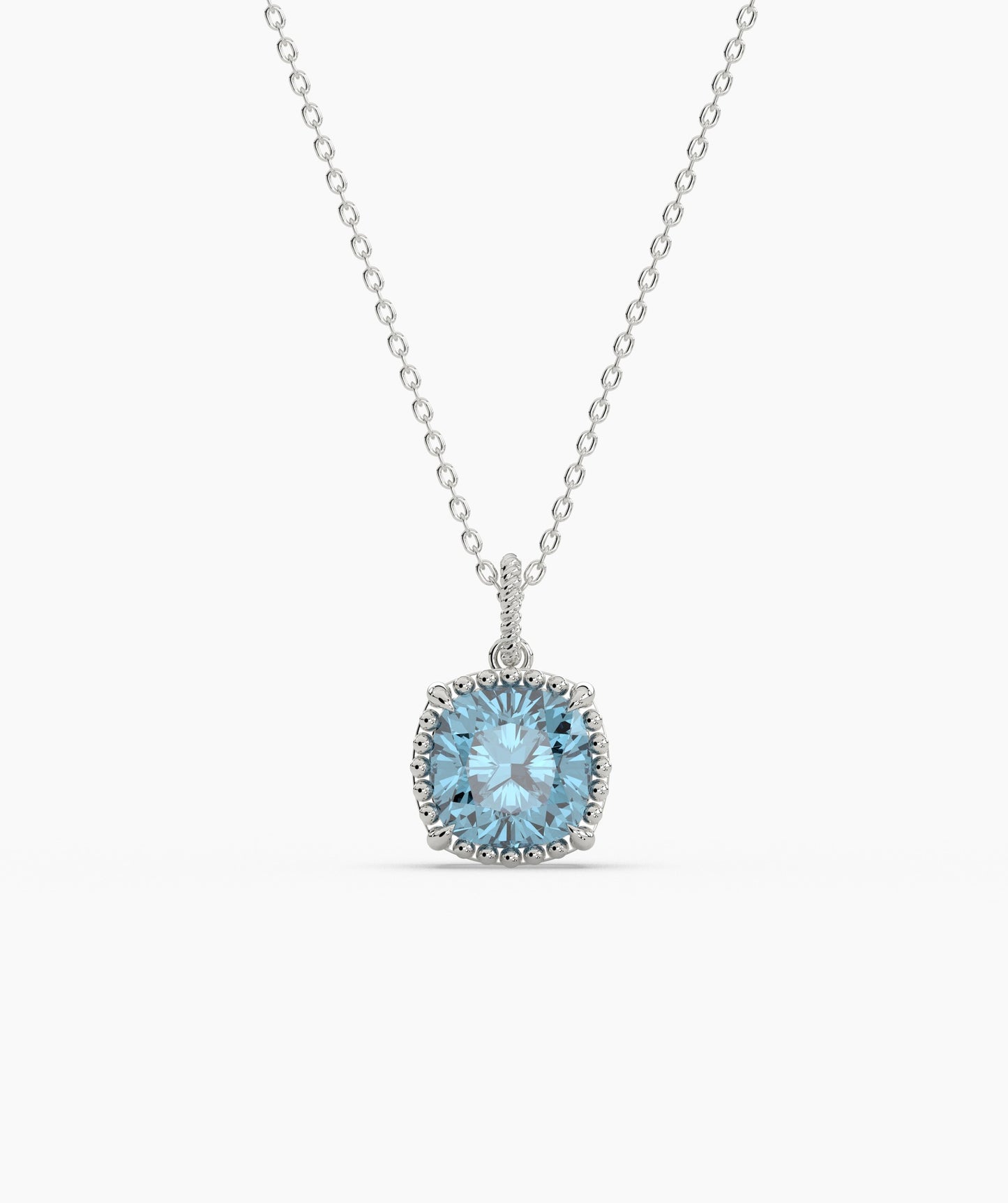 Cushion-Cut Blue Topaz Necklace
