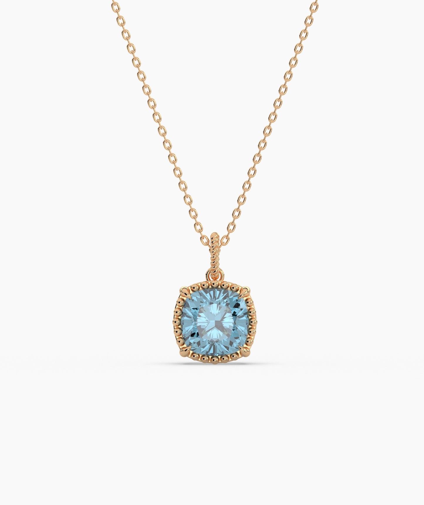 Cushion-Cut Blue Topaz Necklace