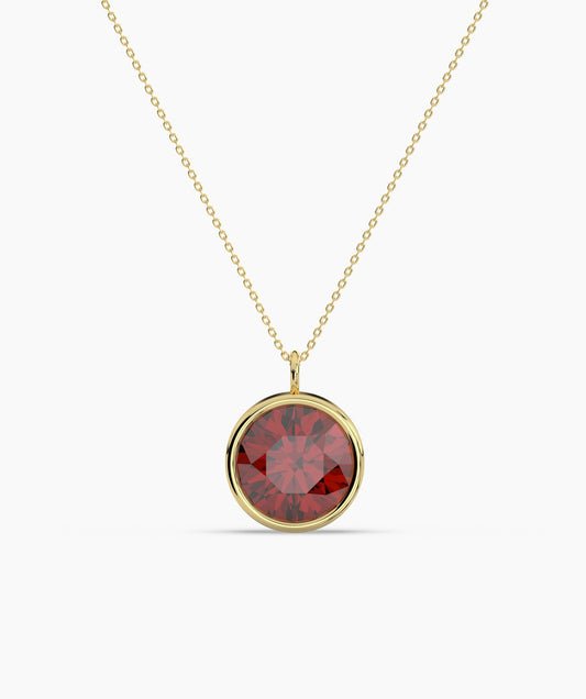 Round Garnet Pendant Necklace