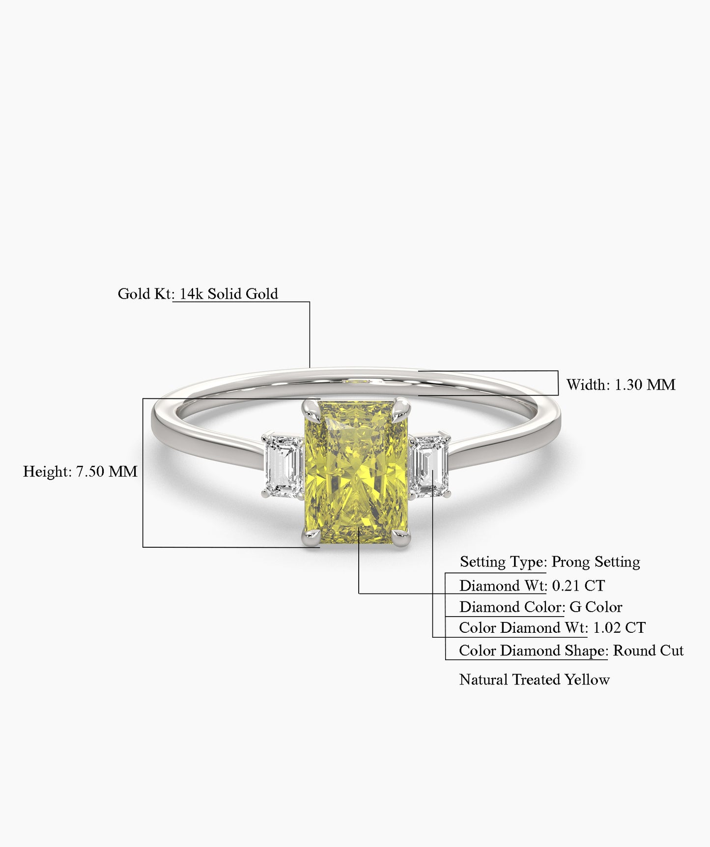 Yellow Radiant-Cut Ring