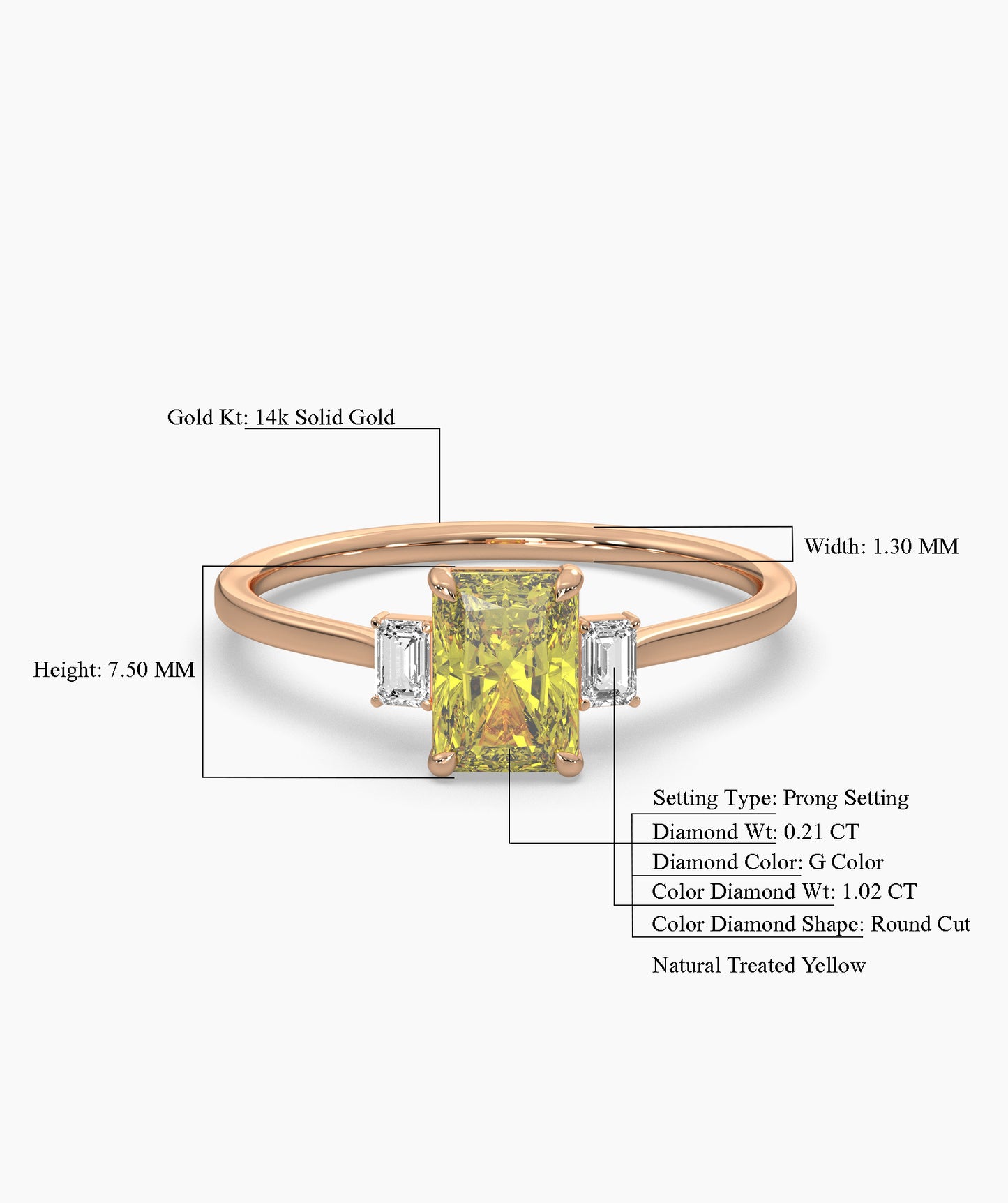 Yellow Radiant-Cut Ring